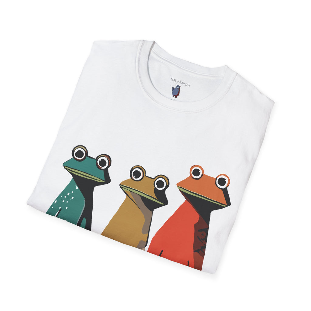 Three Frog Friends Graphic Art Print - 100% Cotton T-Shirt
