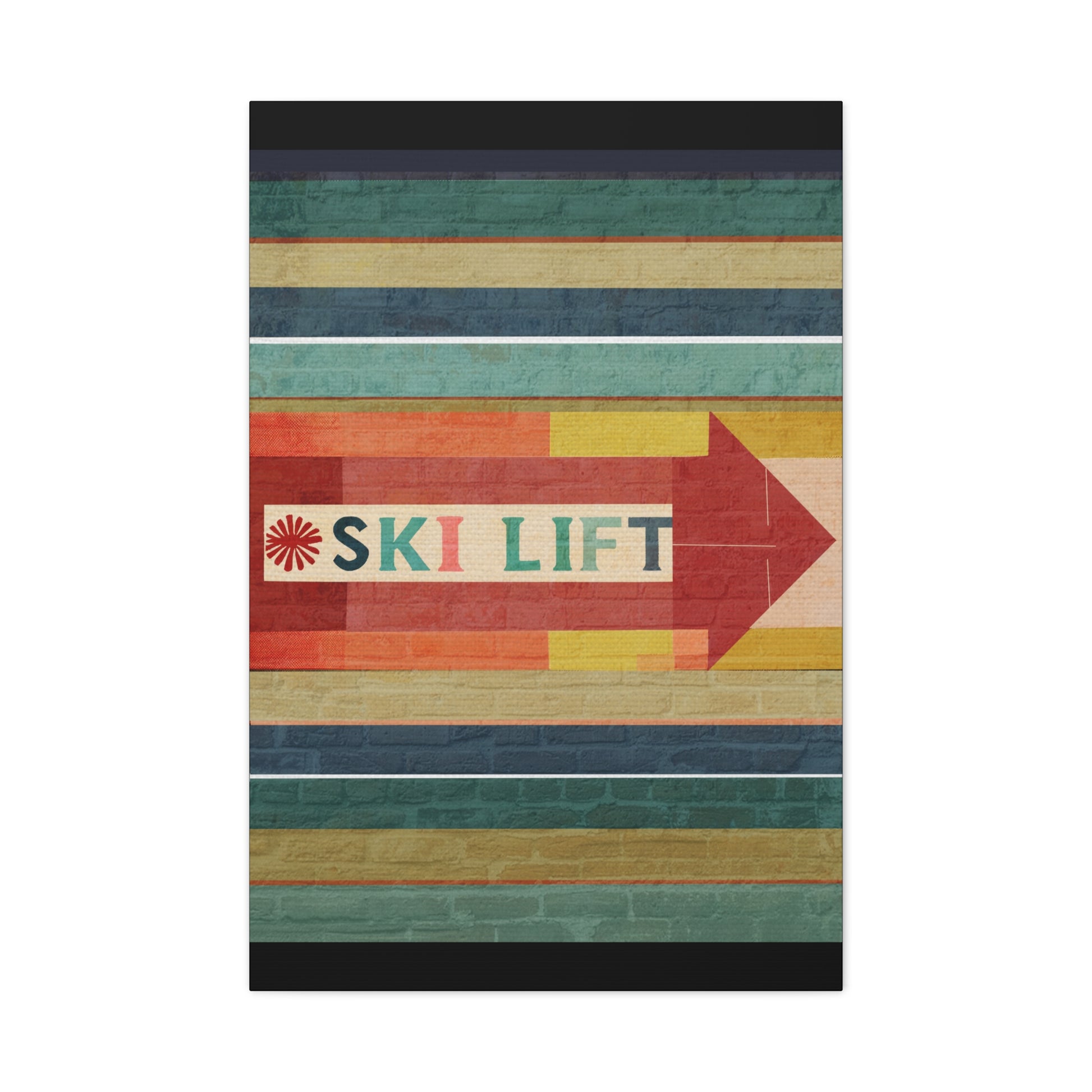 Midwest Mod Seasonal Winter Art Print Ski Lift Sign - Matte Canvas, Stretched, 1.25"