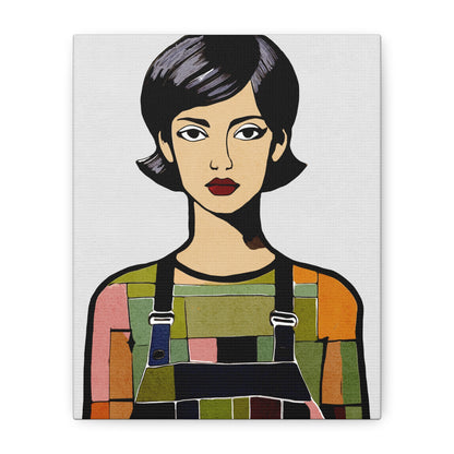 Overalls - Abstract Portrait of Woman - Matte Canvas, Stretched, 1.25"