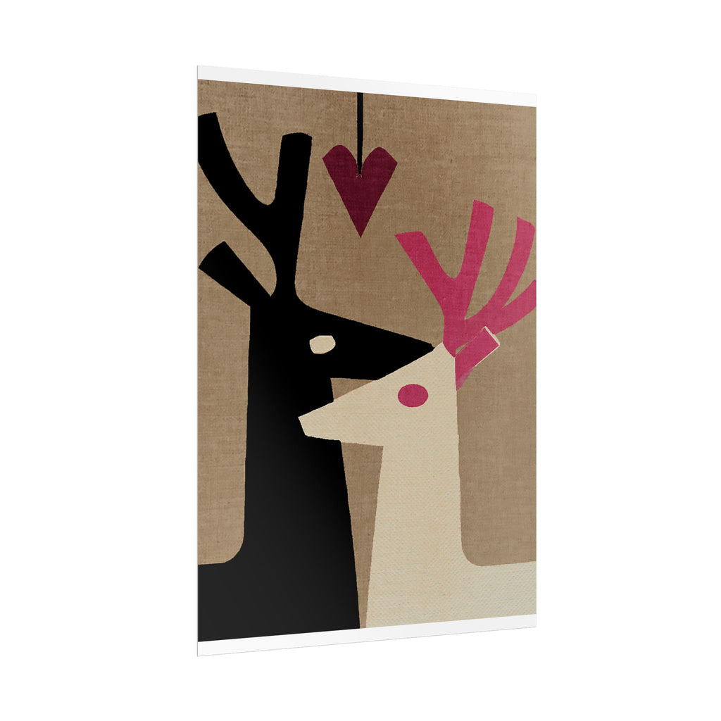 Animal Love Print Reindeer Only Rolled Poster - Animals, Deer, Reindeer, Buck, Valentines Day, Nature, Love