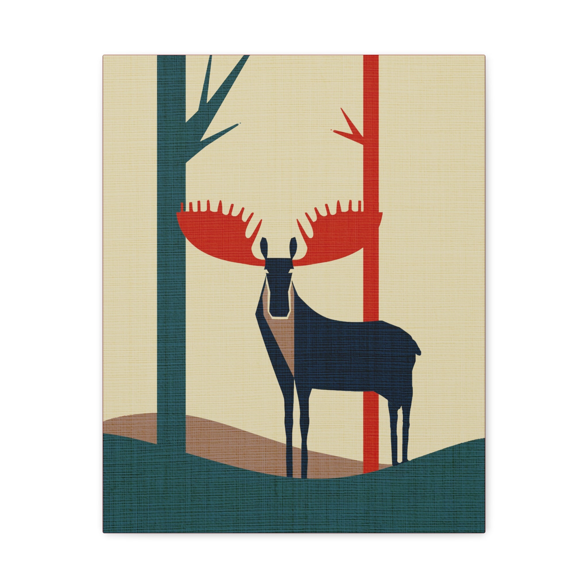 Midwest Mod Moose in Forest No. 2 Winter Print- Matte Canvas, Stretched, 1.25", holiday decor, winter, moose, forest