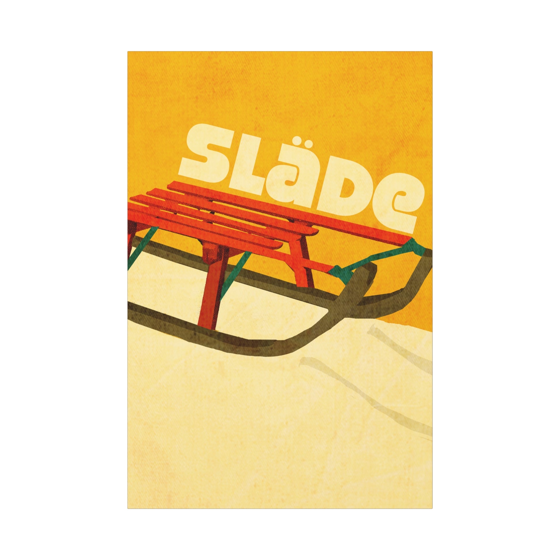 Midwest Mod Seasonal Winter Art Print Snow Sled Swedish Slade - Matte Canvas, Stretched, 1.25"