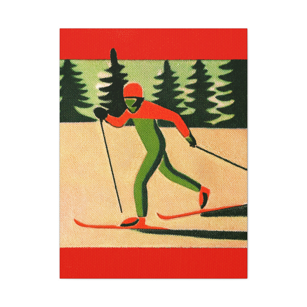 Midwest Mod Seasonal Winter Art Print Cross Country Skier - Matte Canvas, Stretched, 1.25"