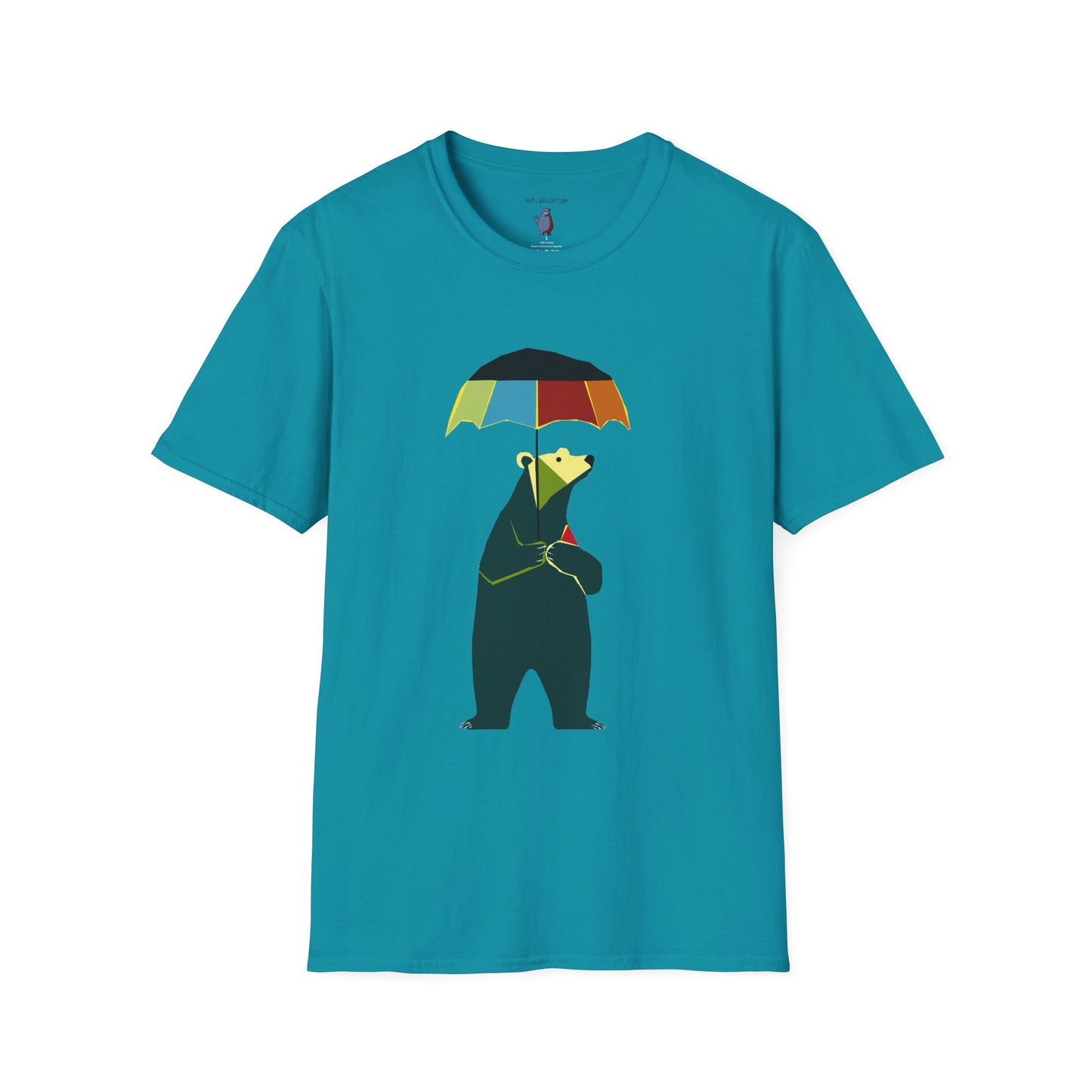 Modern Bear with Umbrella  - 100% Cotton T-Shirt