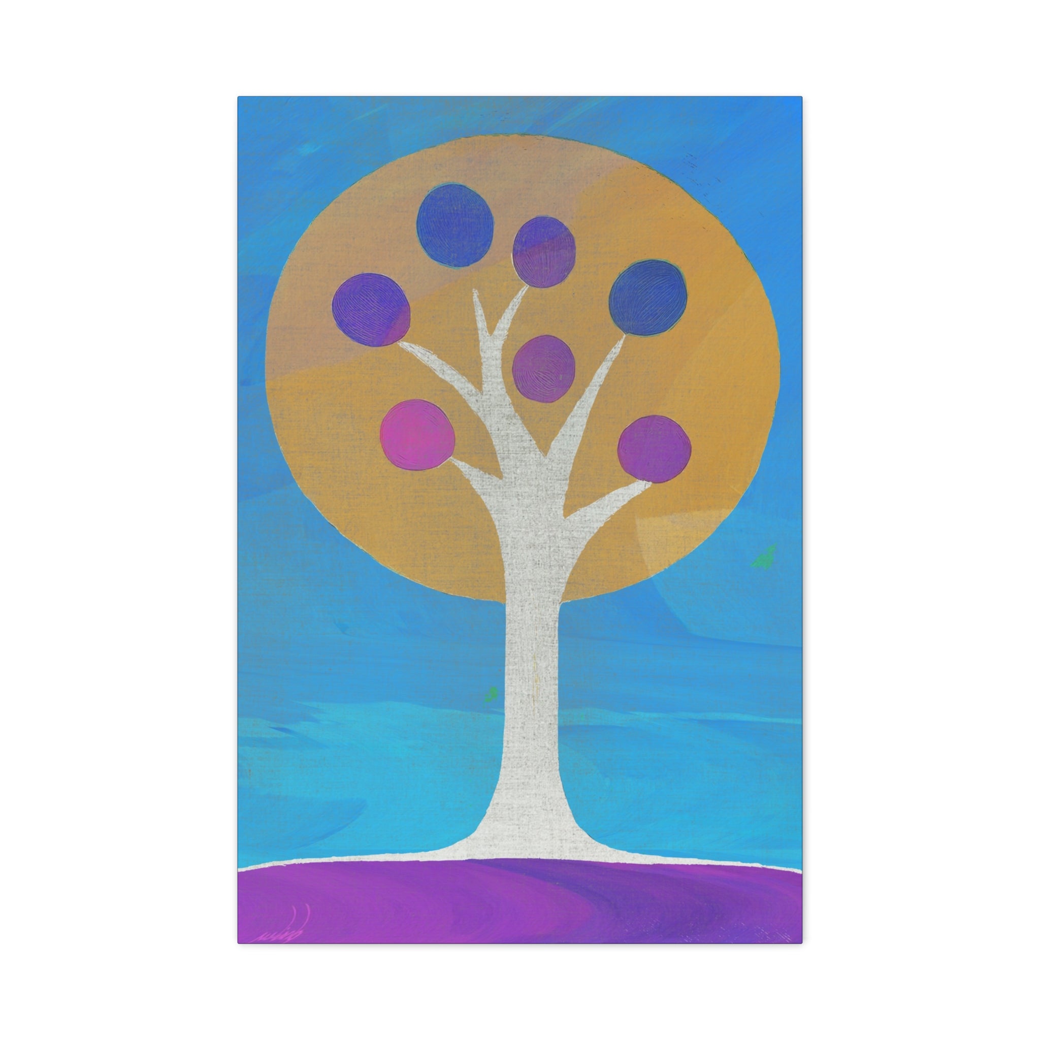 Midwest Modern Abstract Tree in Blue- Matte Canvas, Stretched, 1.25"