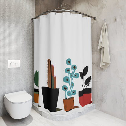 Retro Inspired MCM Houseplant LOVE No. 2 Shower Curtain