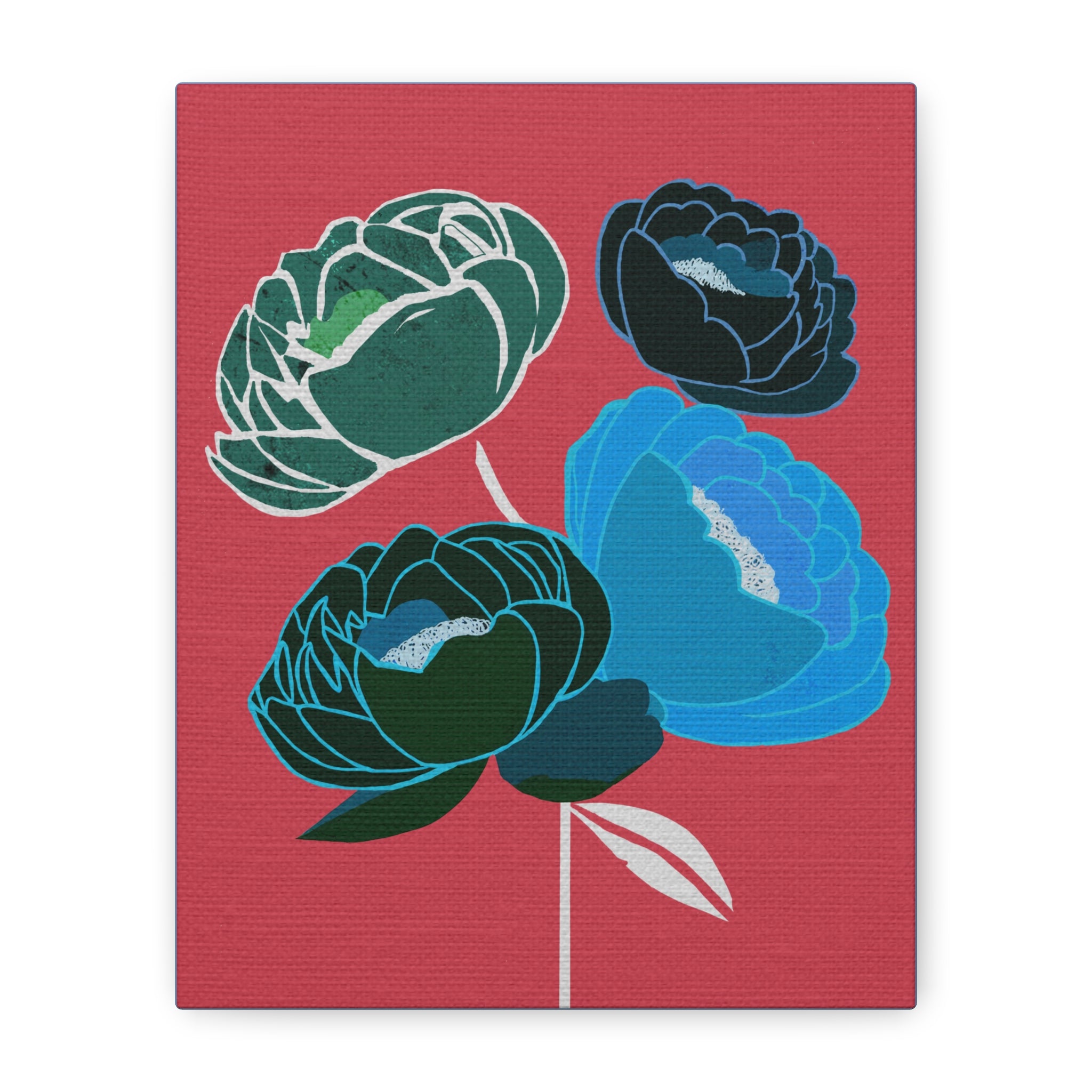 Midwest Modern Abstract Springtime Peonies Print - Matte Canvas, Stretched, 1.25" -  home decor, wall art, nature, peony, spring