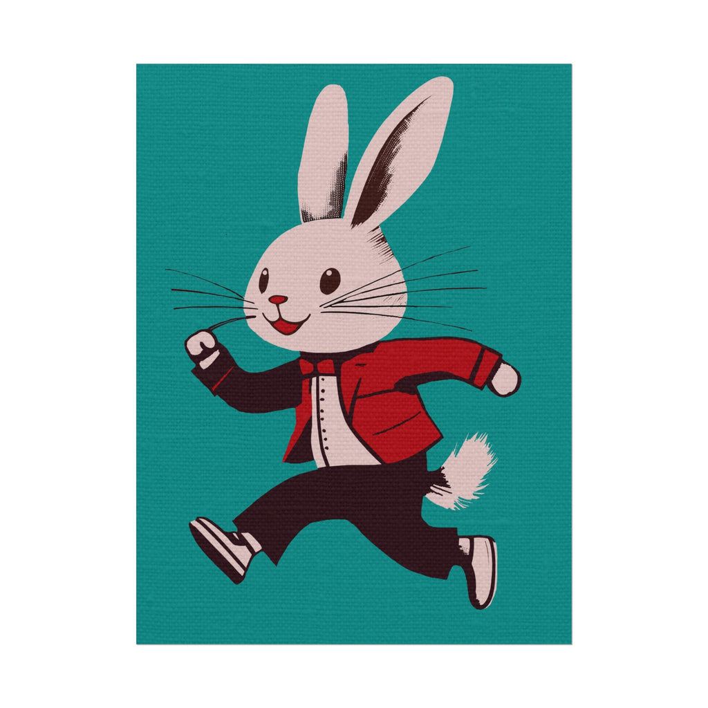 Running Rabbit #2, Rolled Poster -  animal lovers, spring, summer, easter, rabbit, bunny