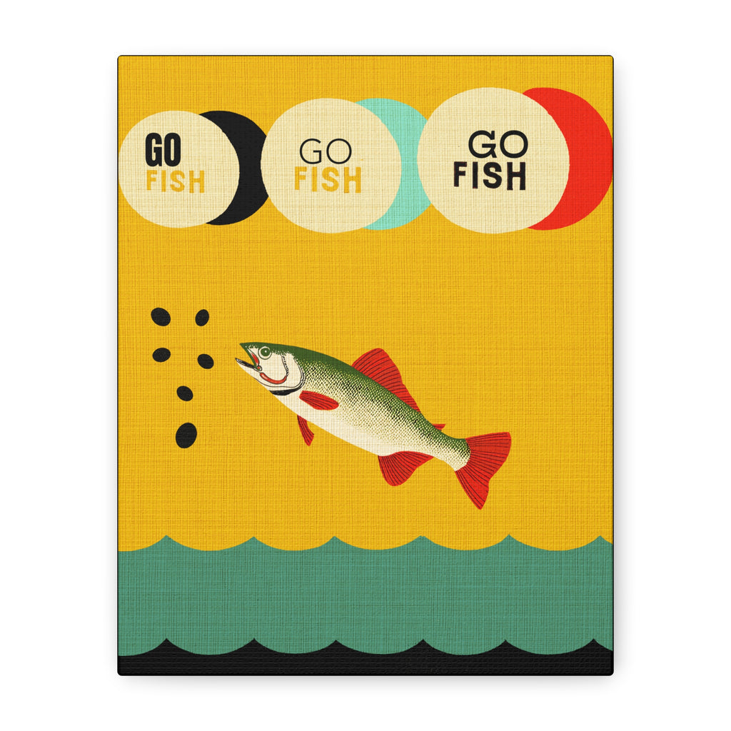 Midwest Modern Travel Activity Go Fish Fishing Print - Matte Canvas, Stretched, 1.25"