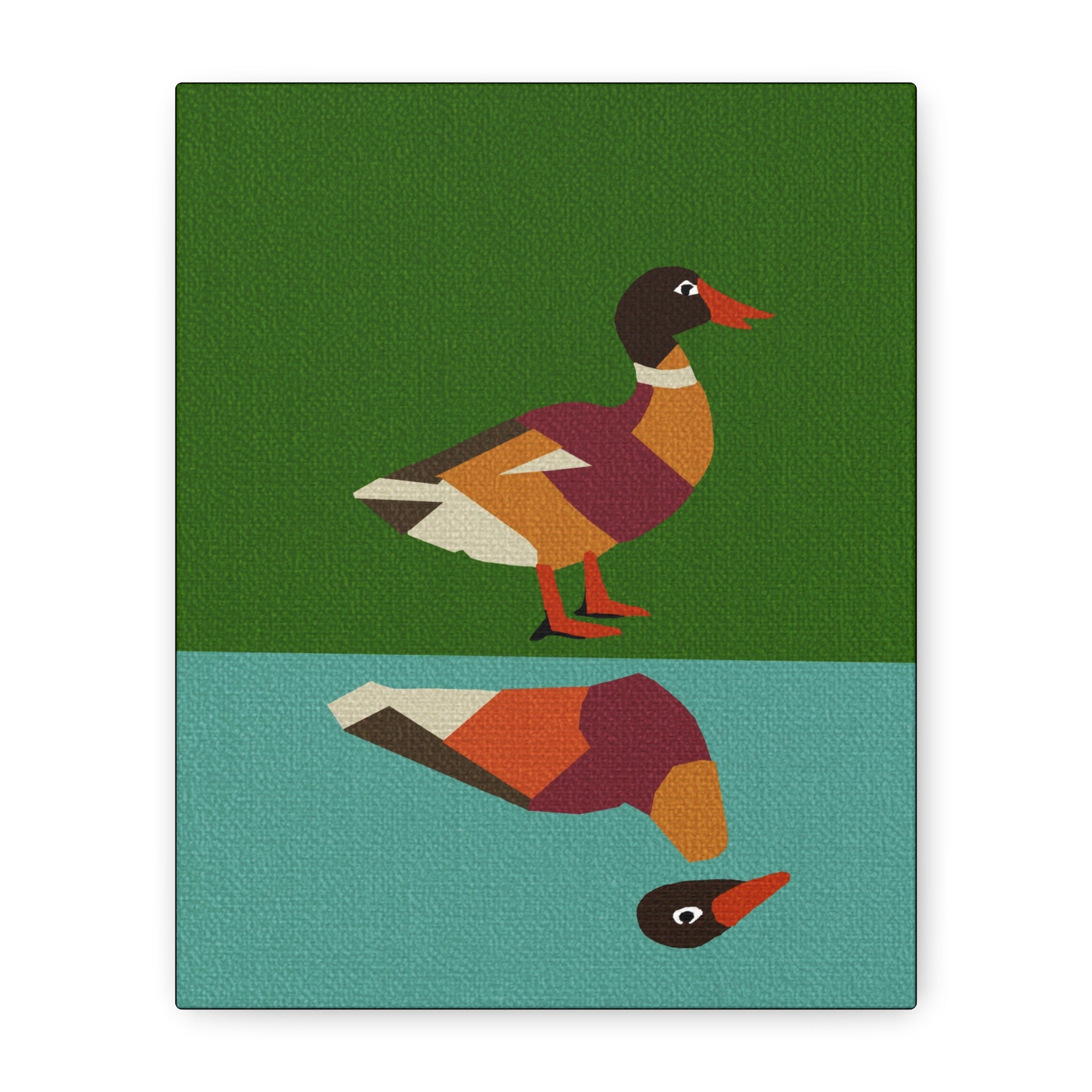 Midwest Modern Mallard Duck Cabin Pop Art Print - Matte Canvas, Stretched, 1.25" -  home decor, wall art, duck, vintage, cabin, cottage, shabby
