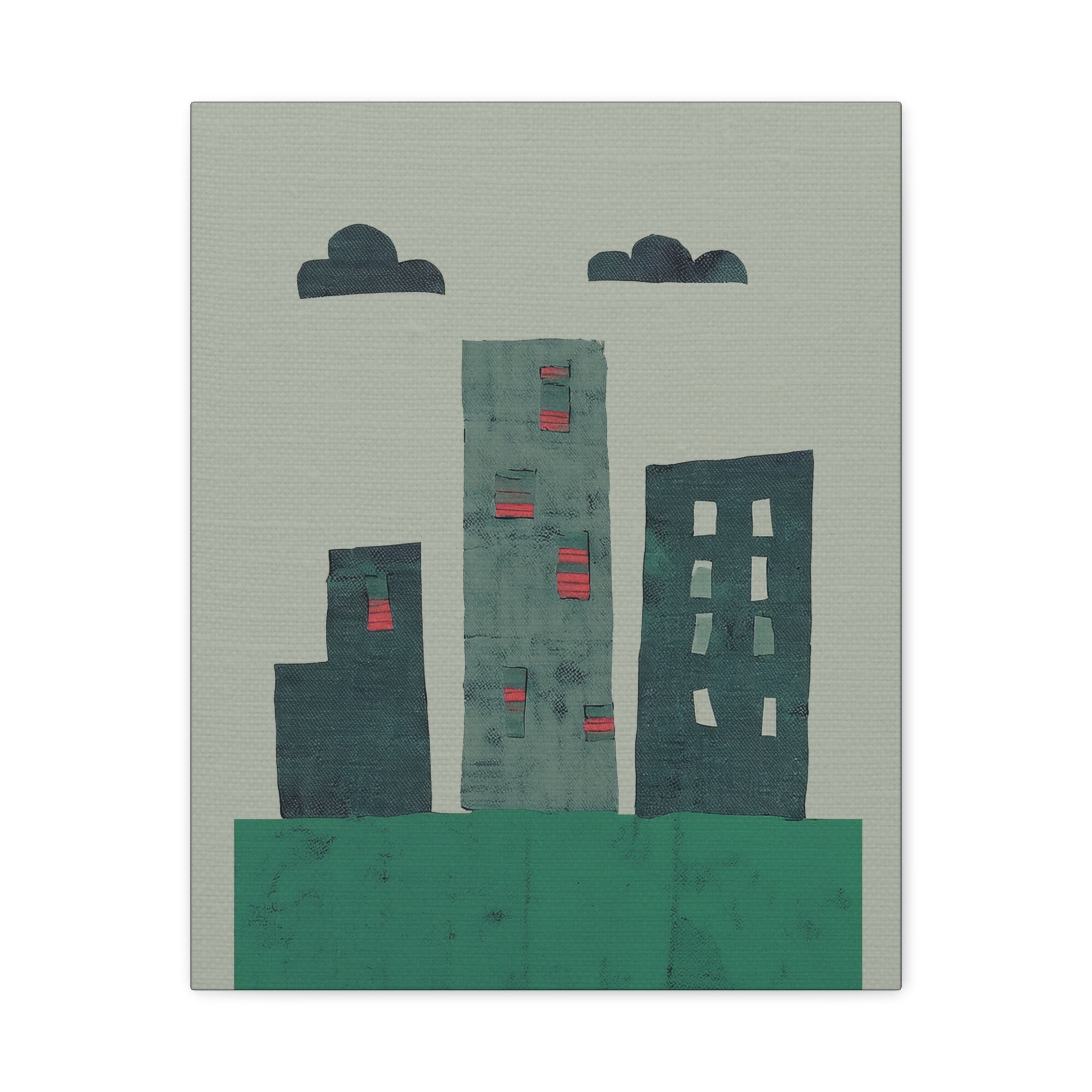 Collage Style Small Town Skyline - Matte Canvas, Stretched, 1.25"