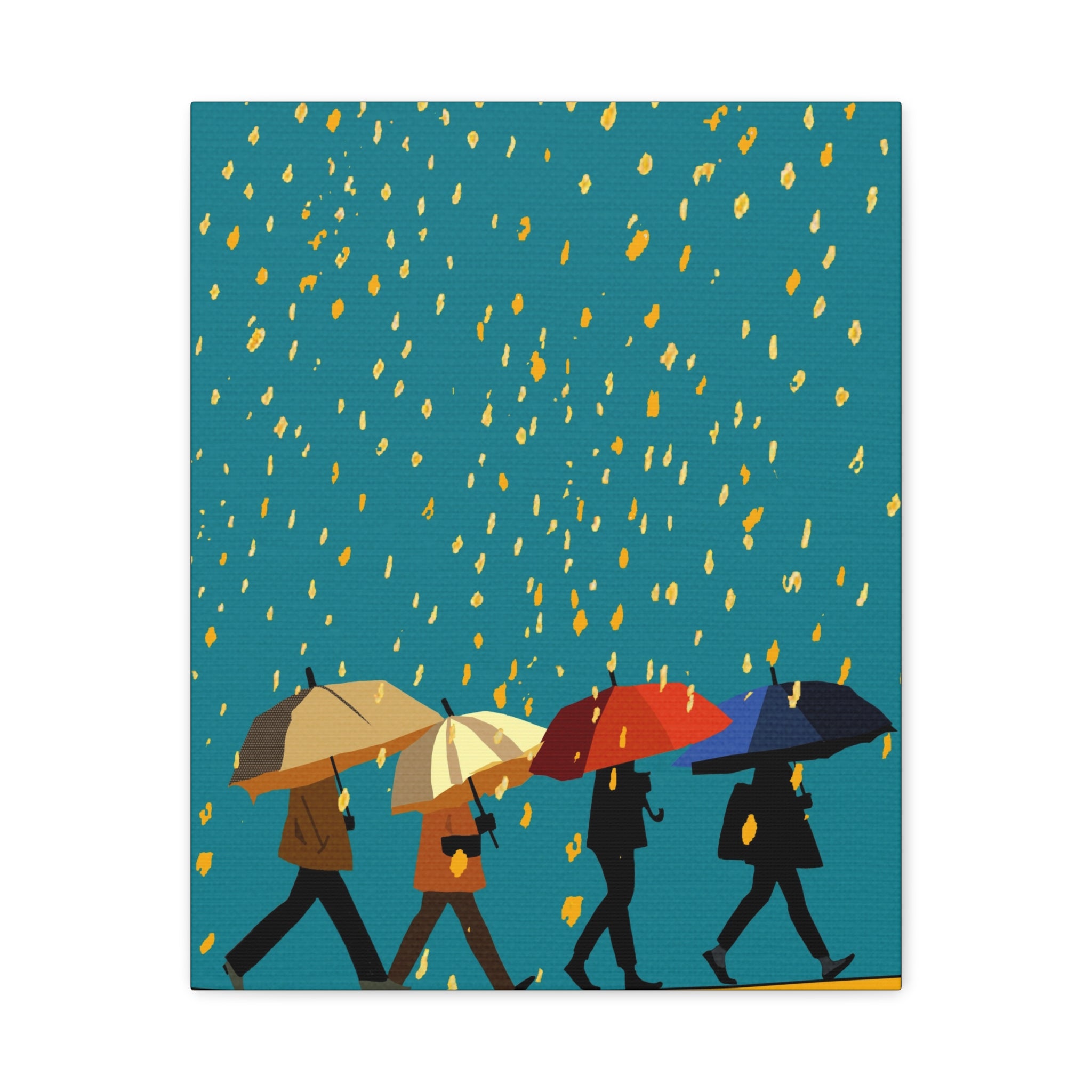 Modern Rainy Day on the Move Art Print - Matte Canvas, Stretched, 1.25" -  home decor, wall art, rain, umbrella