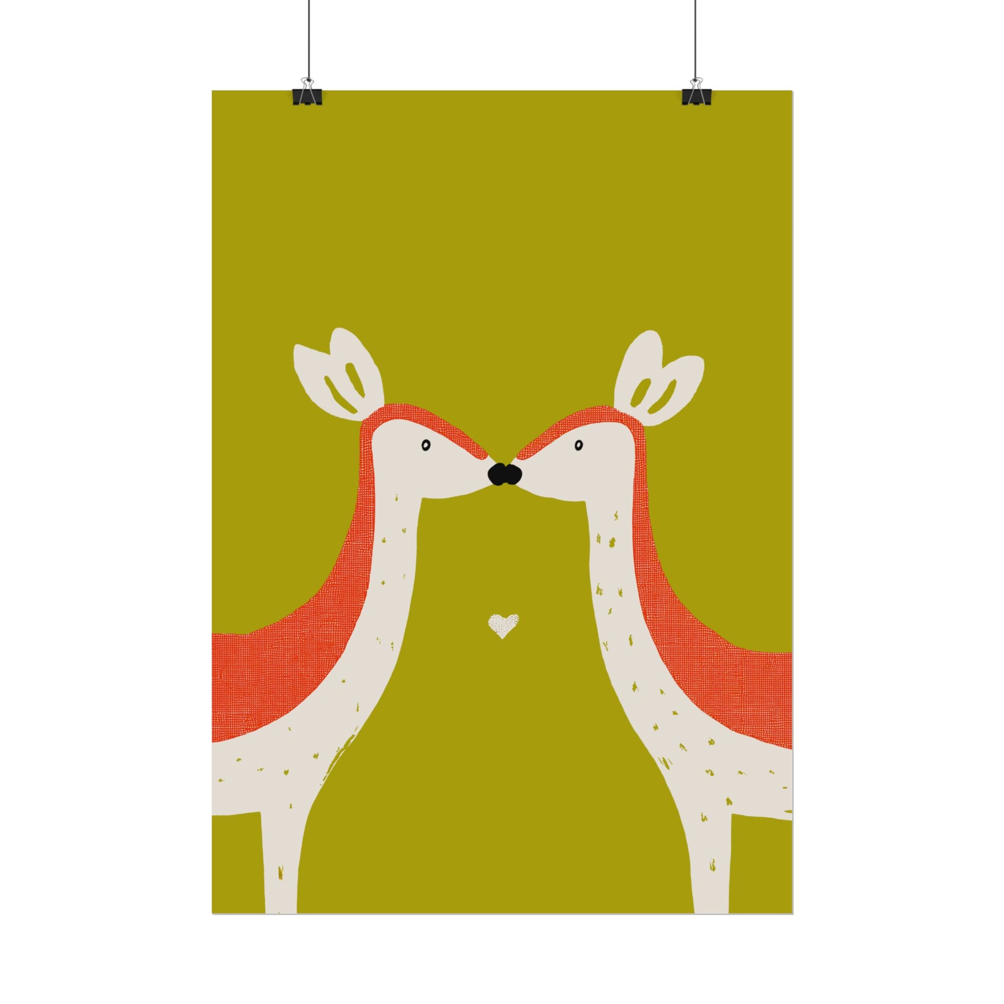 Animal Love Print Deer Only Rolled Poster - Animals, Deer, Doe, Valentines Day, Nature, Love