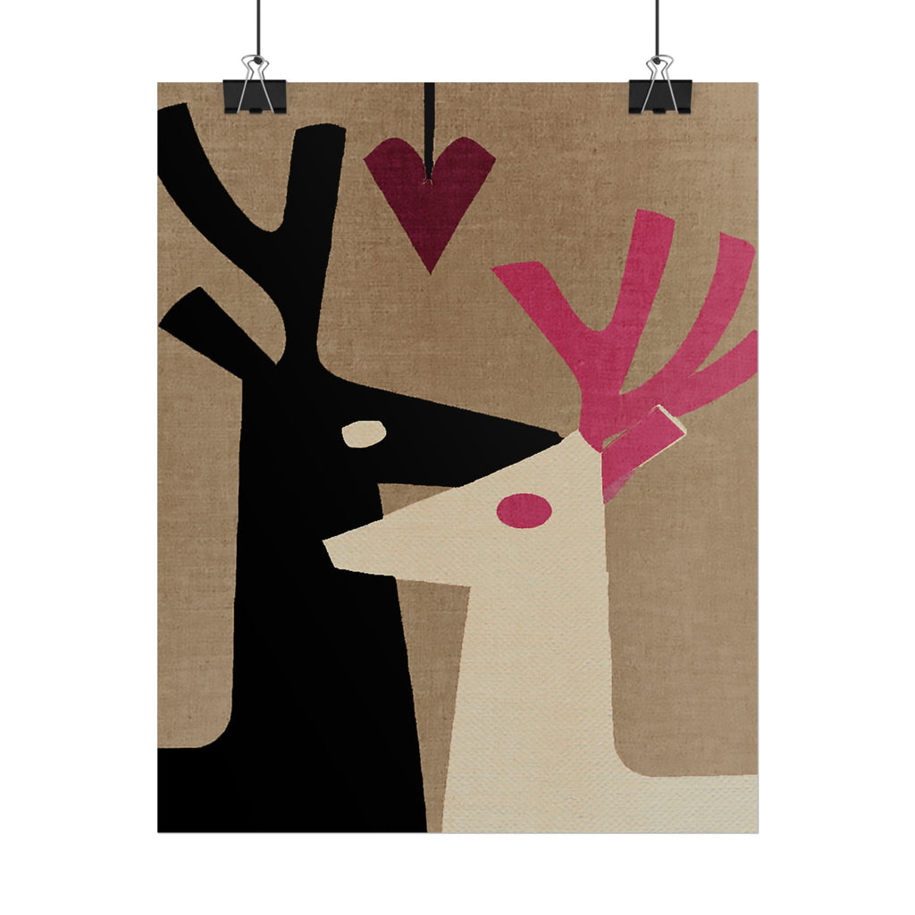 Animal Love Print Reindeer Only Rolled Poster - Animals, Deer, Reindeer, Buck, Valentines Day, Nature, Love