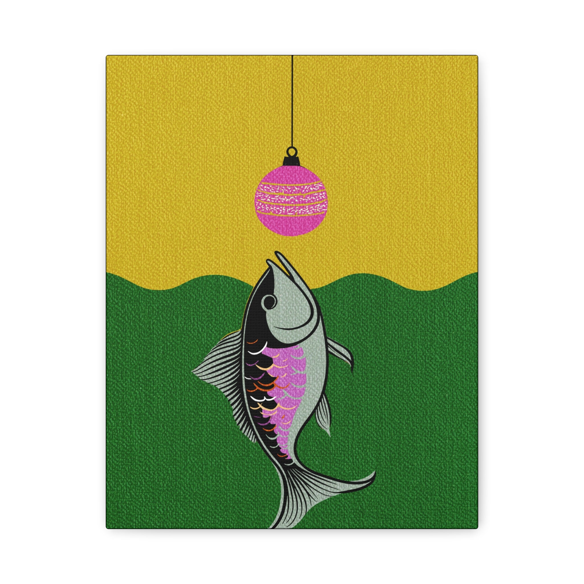 Midwest Mod Holiday Christmas Ornament Lure Fishing No. 2 Print- Matte Canvas, Stretched, 1.25", holiday decor, Christmas, fishing, lures