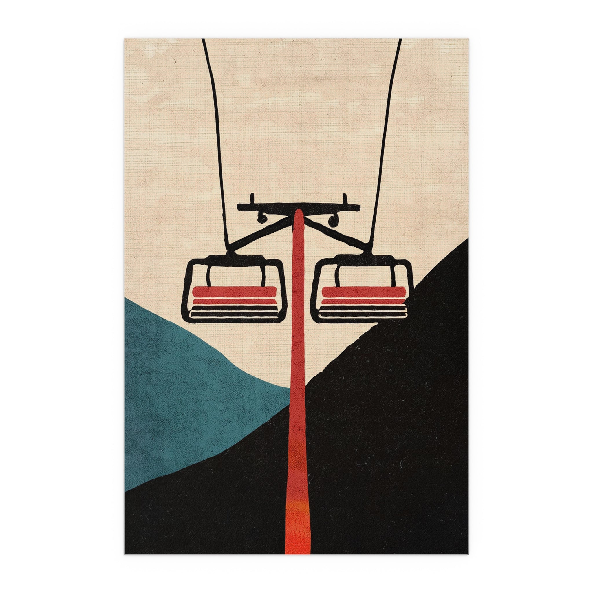 Midwest Mod Minimal Ski Lift Silk Poster, Indoor and Outdoor Decor, Unique Home Decor, Seasonal Decor, Christmas, Holiday, Winter, Cabin