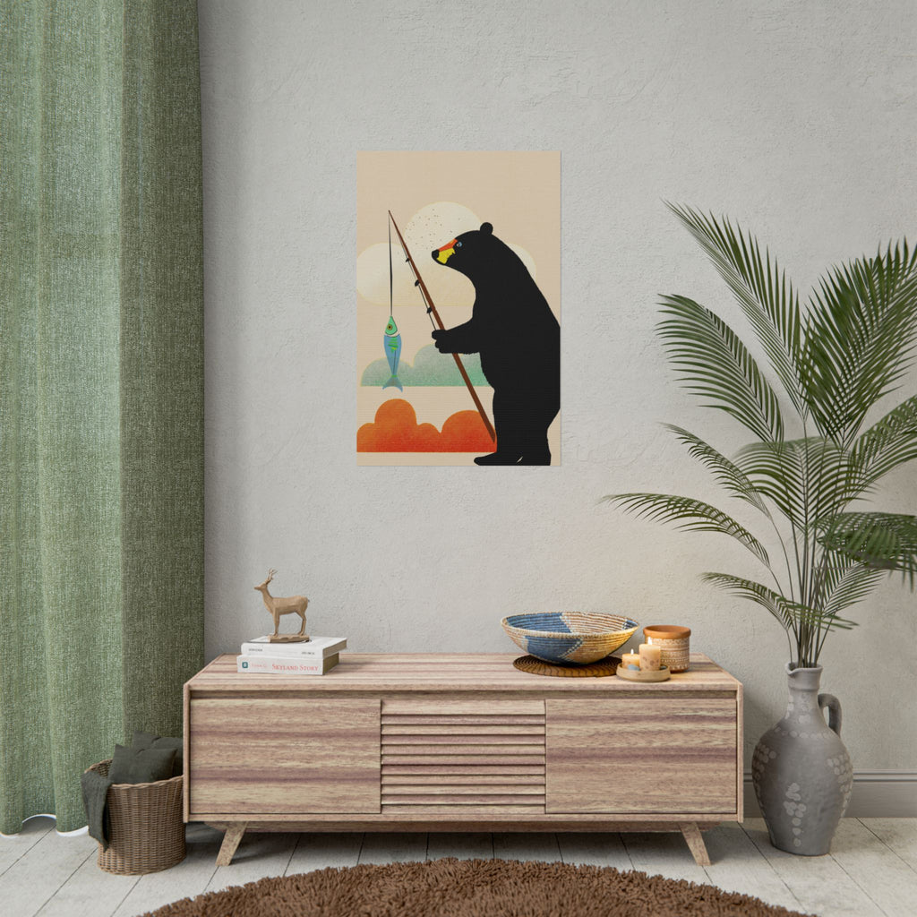 Fishing Bear with Catch Art Print Rolled Poster | Fishing, Bears