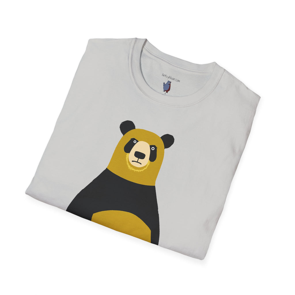 Yellow and Black Bear Number 5 Graphic Art - 100% Cotton T-Shirt