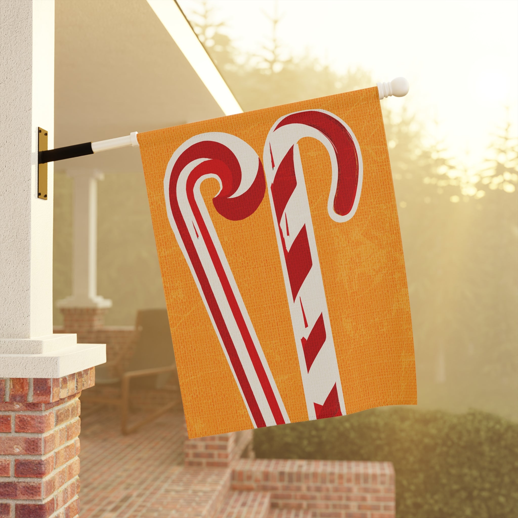 Seasonal Christmas Midwest Mod Pop Art Candy Cane Pair Outdoor House Flag Garden Banner