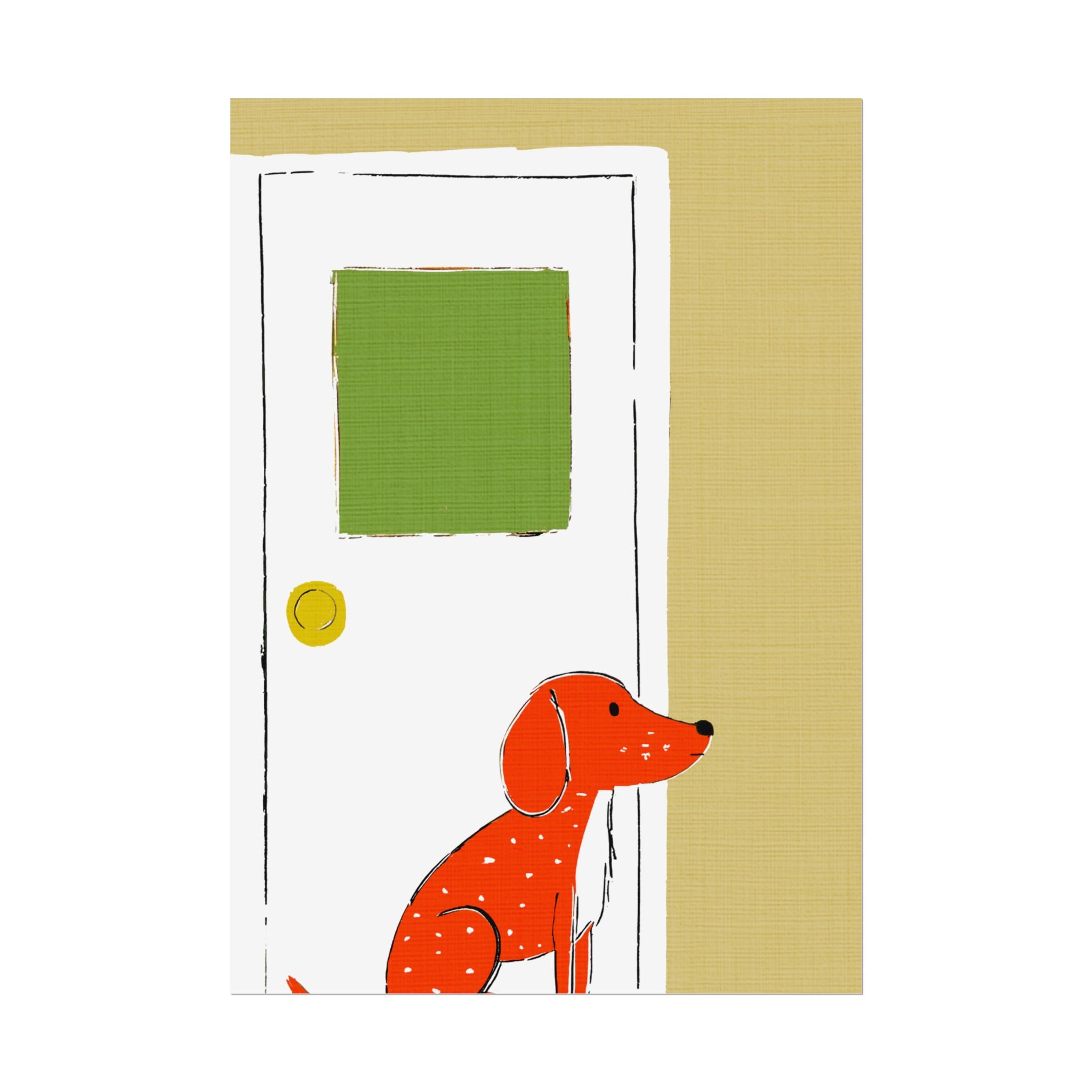 Midwest Mod Dog at Door Nursery Kids Art Print Rolled Poster | Wall Art, Midwest Mod, Dog, Dog at Door, Welcome Home