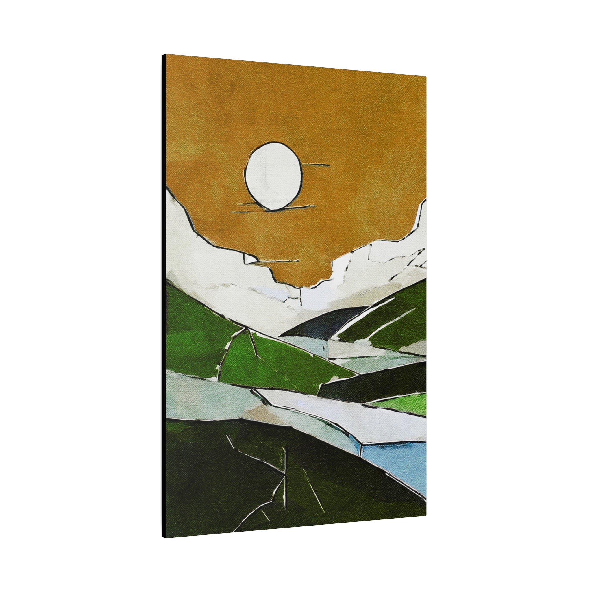 Mid Century Modern Inspired Prairie Landscape Graphic Art Print - Matte Canvas, Stretched, 1.25"