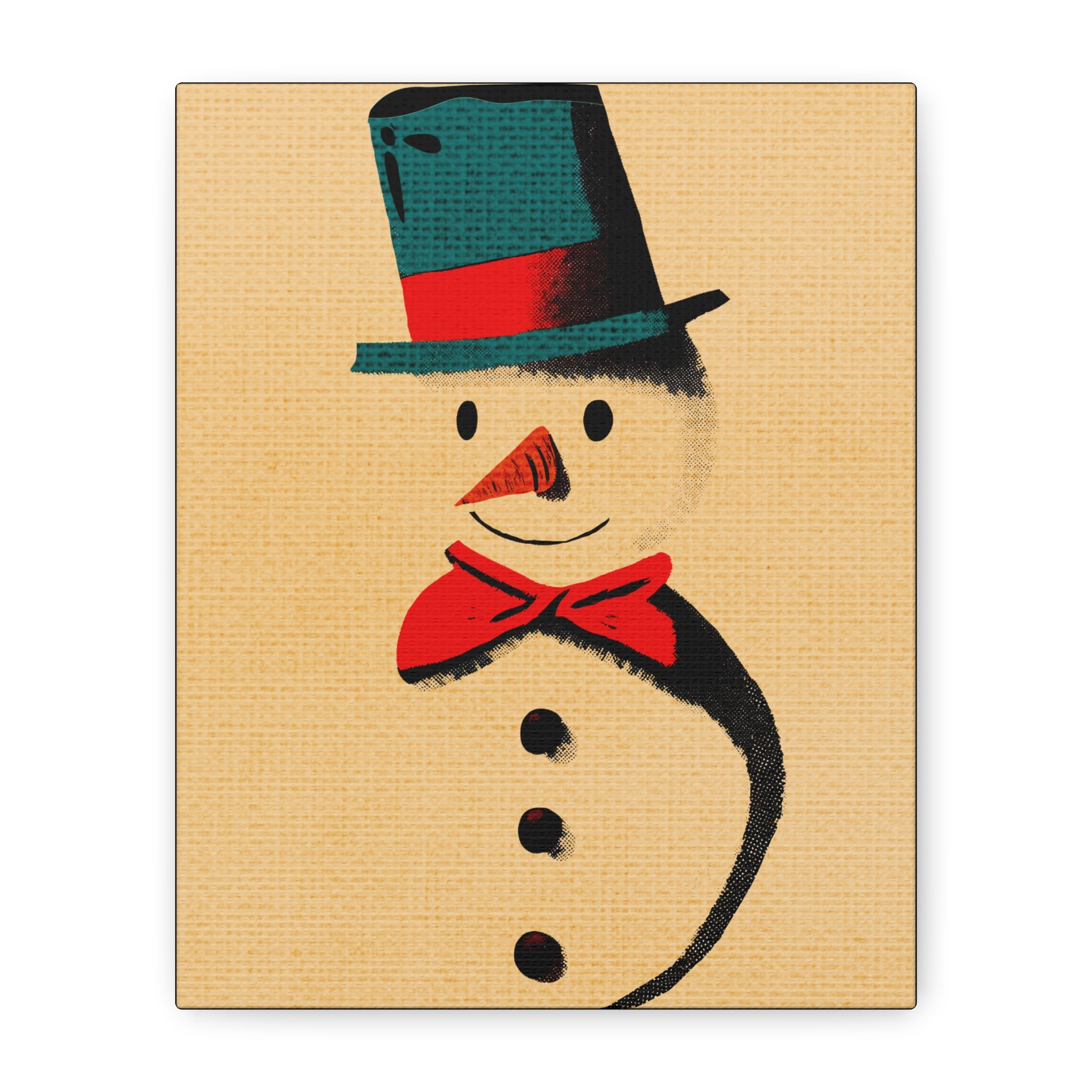 Midwest Mod Holiday Christmas Retro Inspired Snowman Print- Matte Canvas, Stretched, 1.25", holiday decor, Christmas, snowman