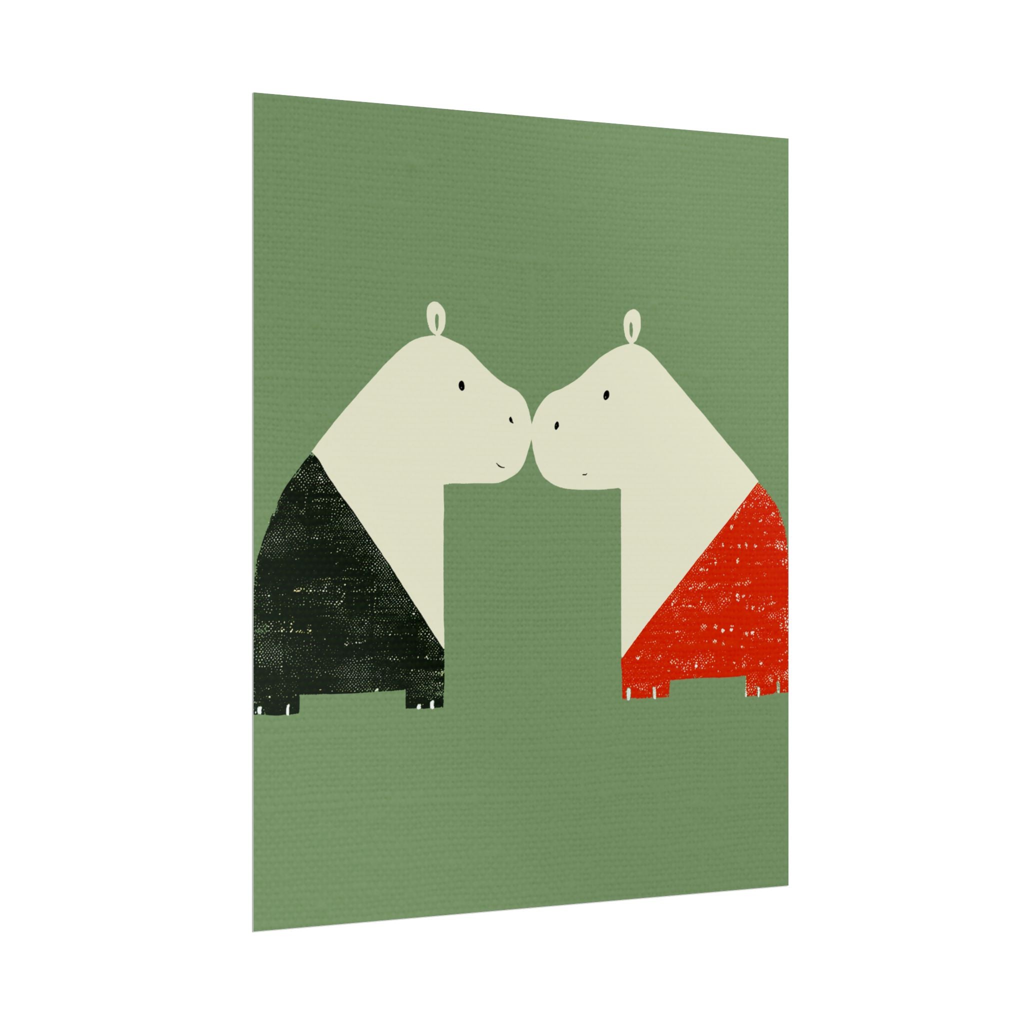 Animal Love Print Hippos Only Rolled Poster - Animals, Hippo, Valentines Day, Nature, Love