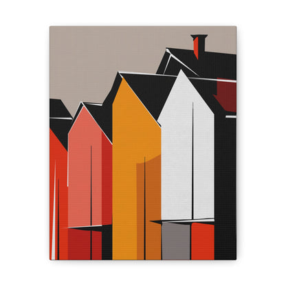 Mid Century Modern Inspired Houses Homes Art Print Canvas Gallery Wrap