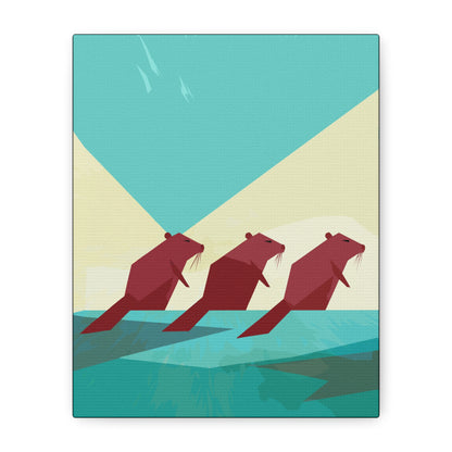 Ready to Build - Modern Abstract Beaver Trio - Matte Canvas, Stretched, 1.25"