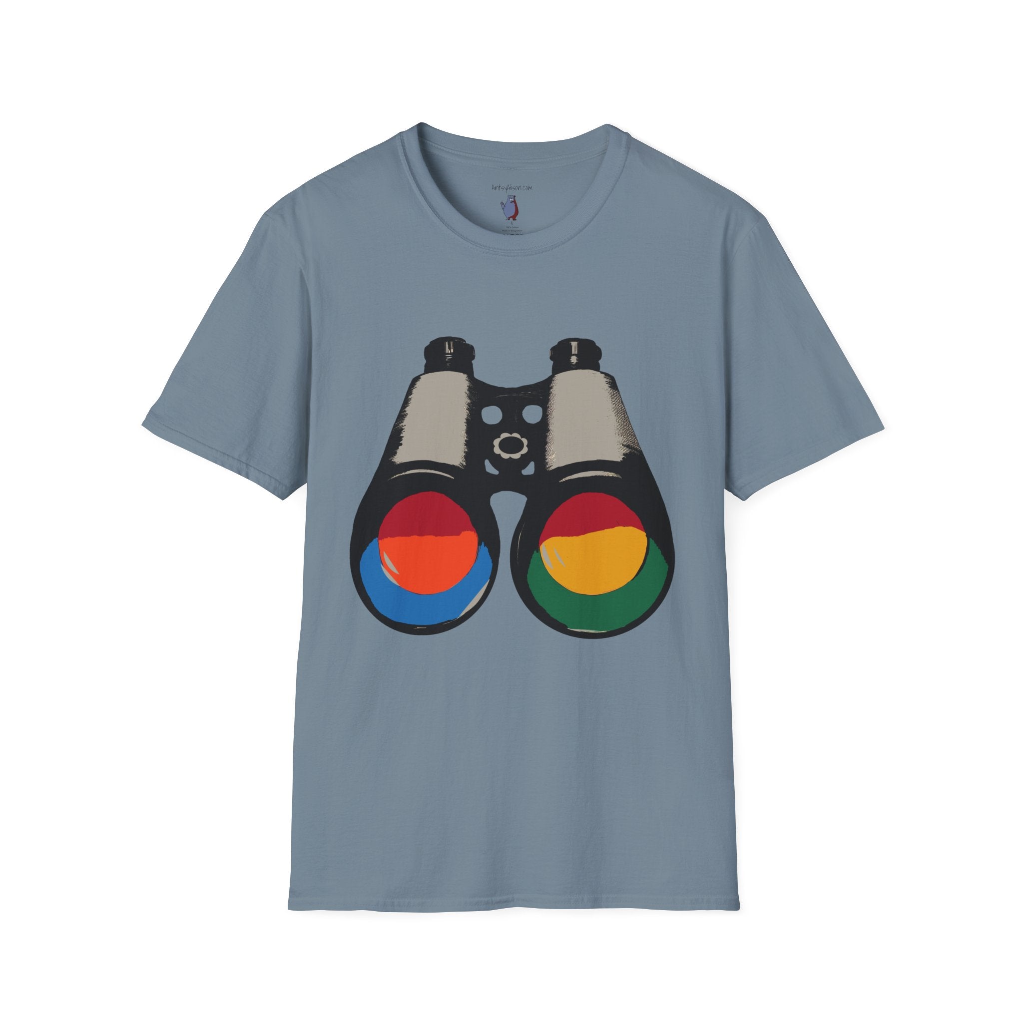 Midwest Modern Pop Art Binoculars Graphic Art Tee - 100% Cotton T-Shirt