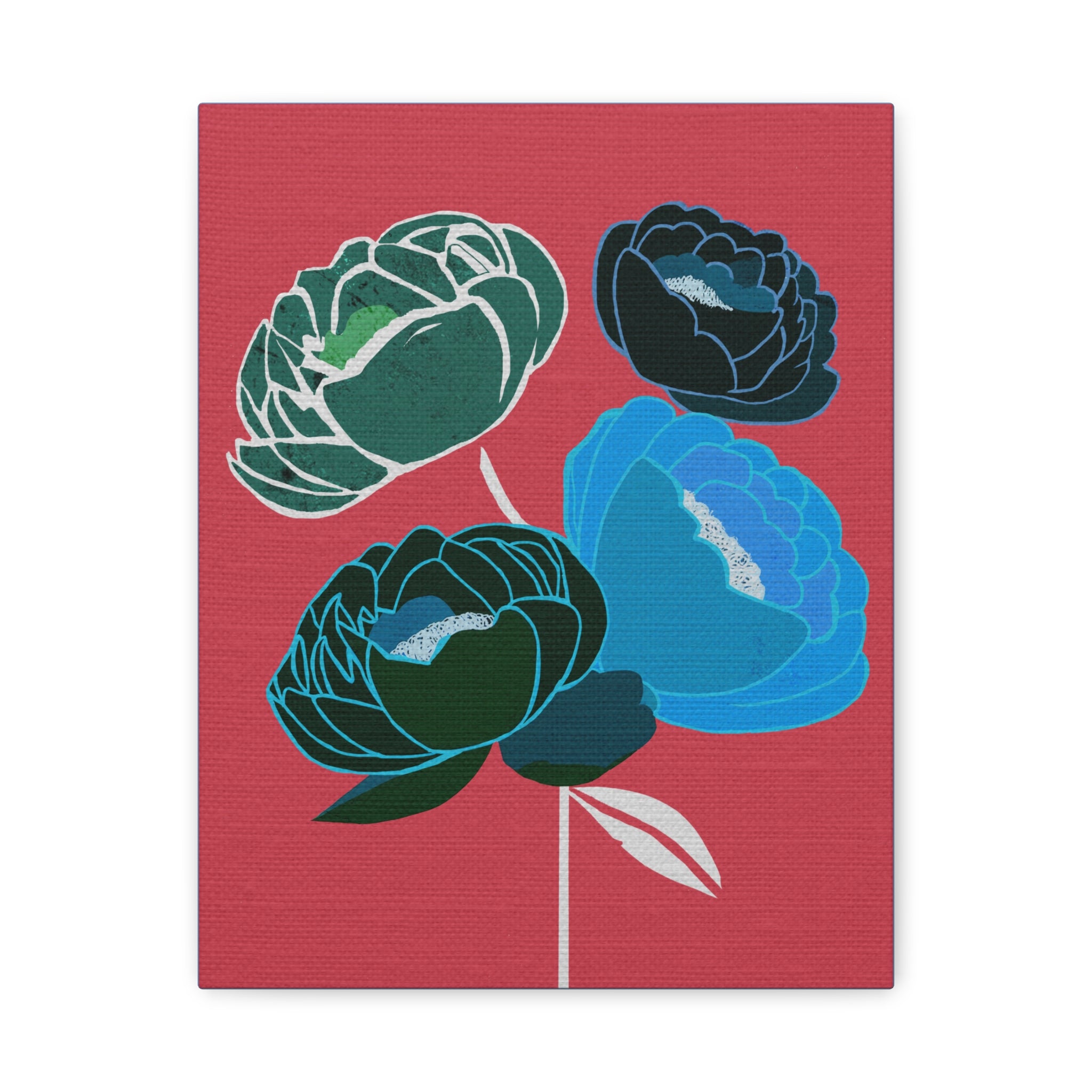 Midwest Modern Abstract Springtime Peonies Print - Matte Canvas, Stretched, 1.25" -  home decor, wall art, nature, peony, spring