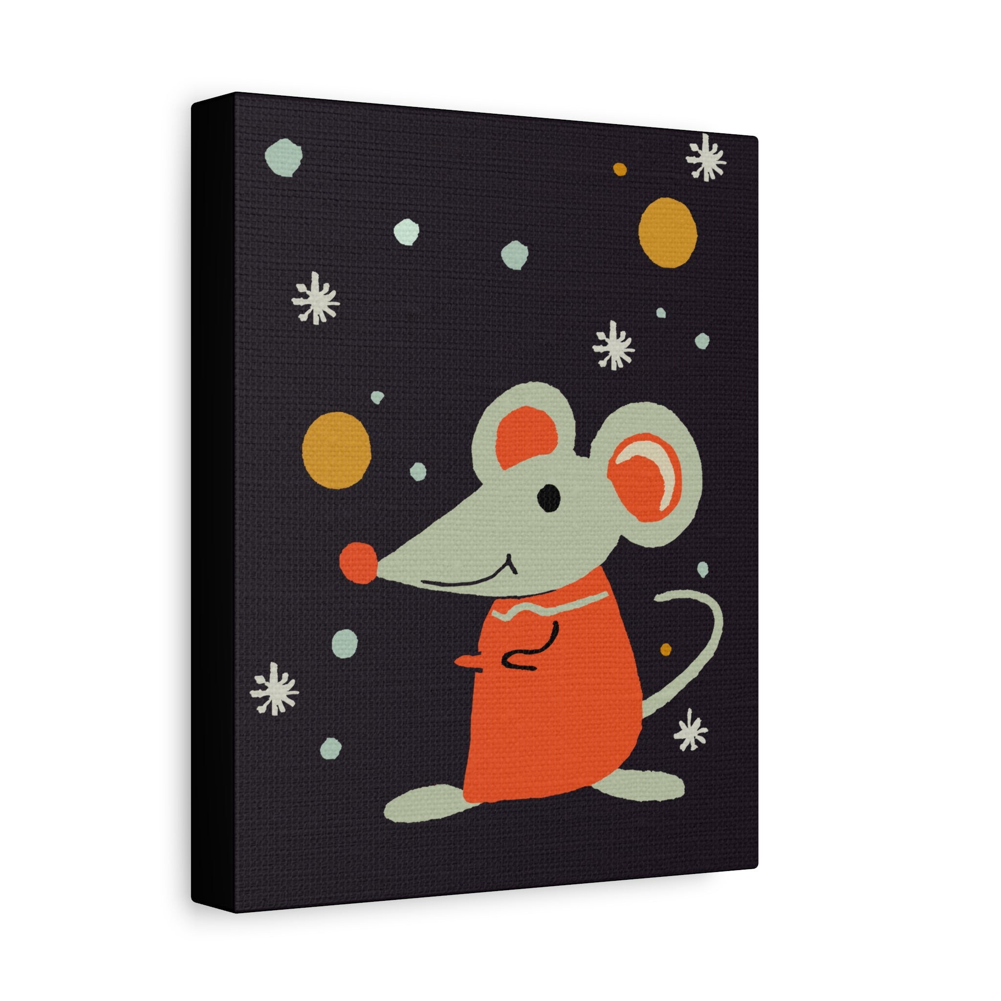 Midwest Mod Seasonal Winter Art Print Mouse in the Snow - Matte Canvas, Stretched, 1.25"