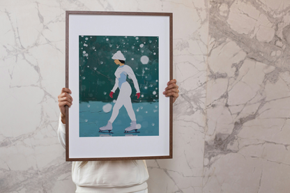 Abstract Winter Ice Skater - Matte Canvas, Stretched, 1.25"