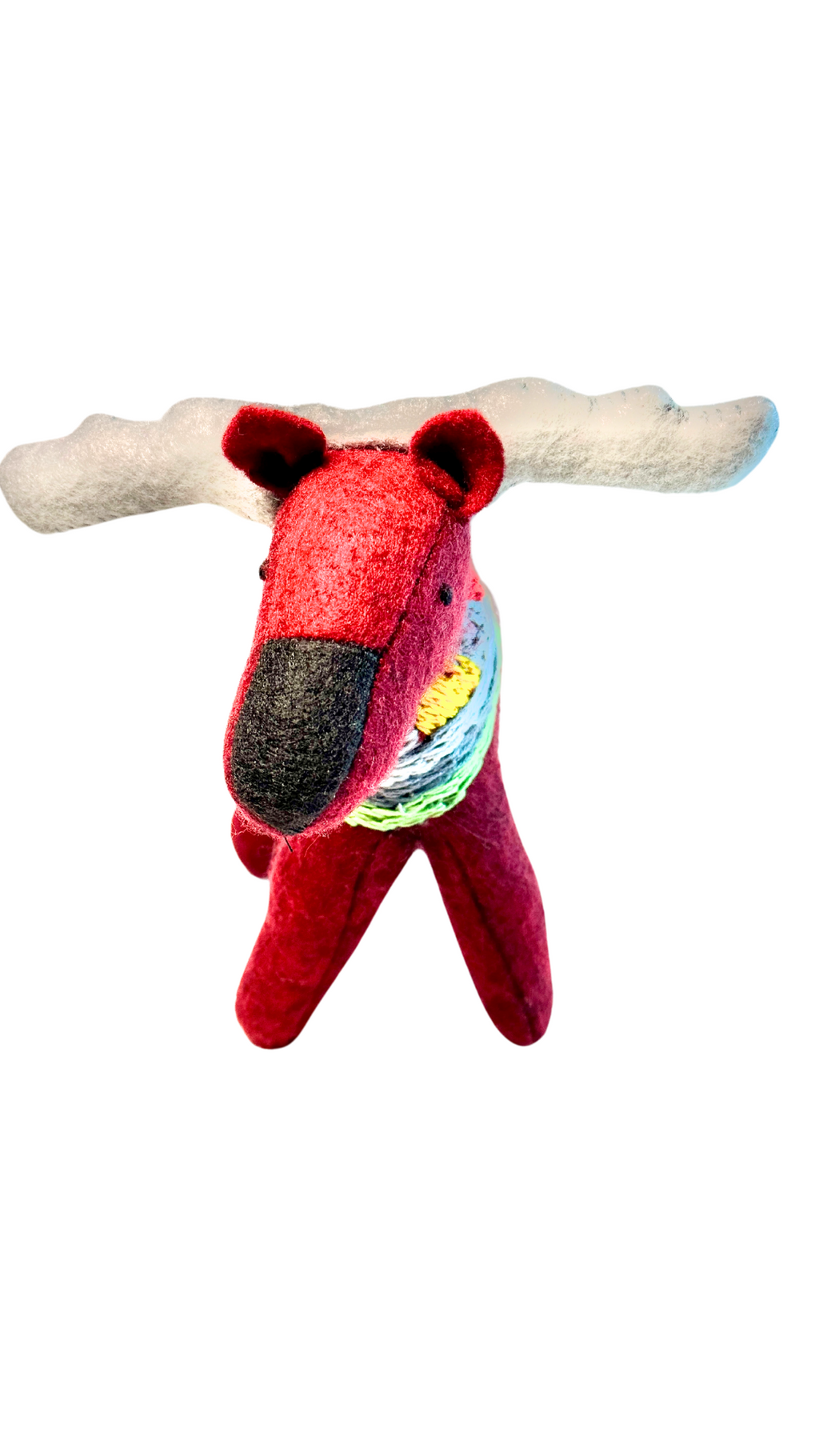 One of a Kind Embroidered Moose Soft Art Textile Plush Decor