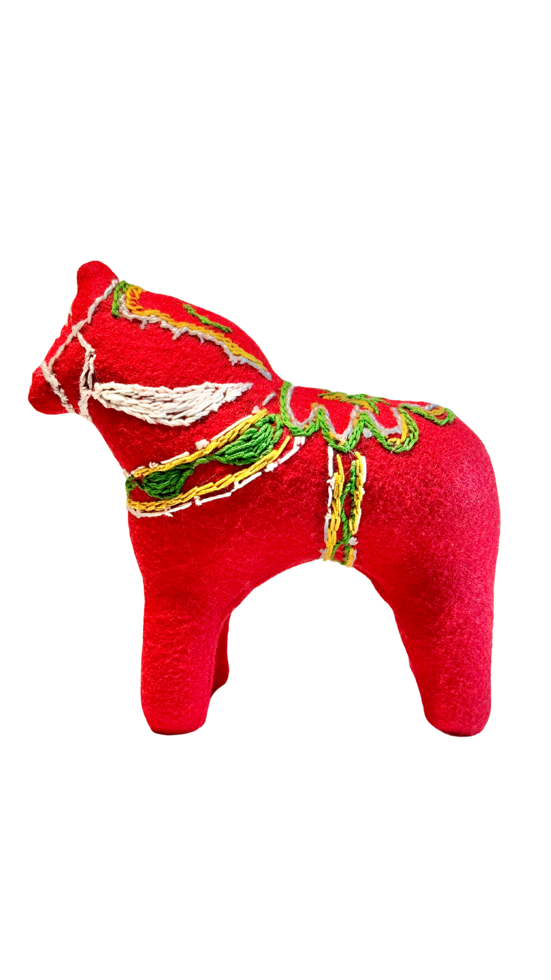 One of a Kind Embroidered Dala Horse Art Textile Plush Decor