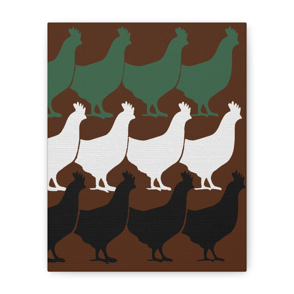 Midwest Modern Pop Art Chickens Print - Matte Canvas, Stretched, 1.25"