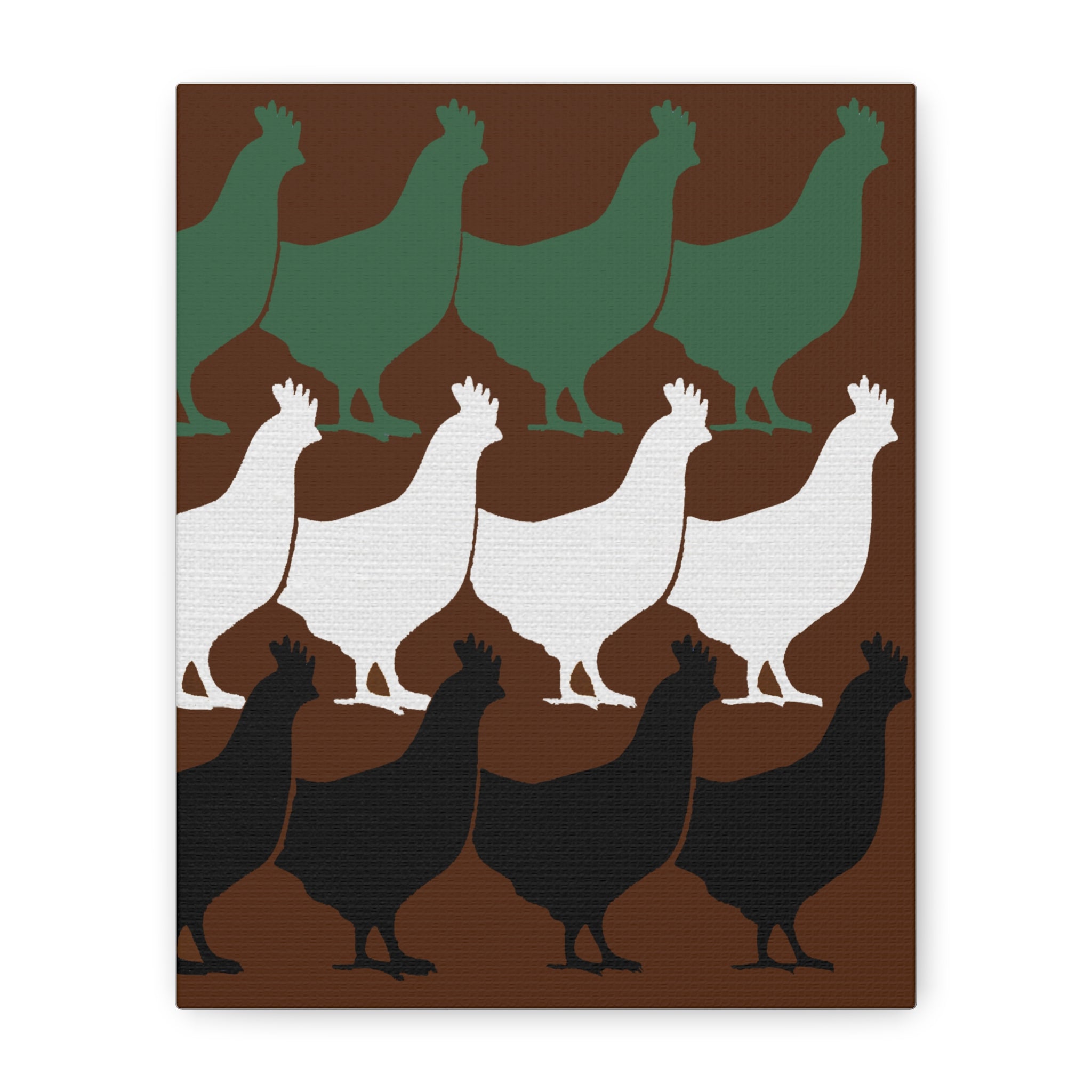 Midwest Modern Pop Art Chickens Print - Matte Canvas, Stretched, 1.25"