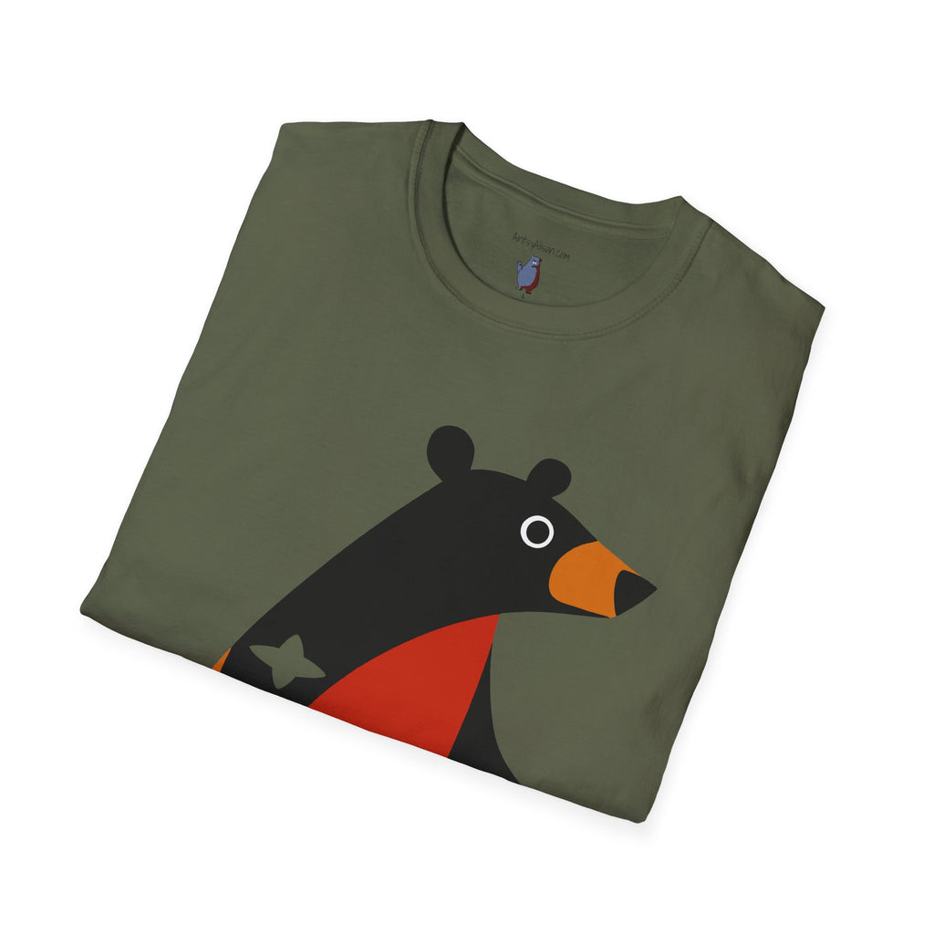 Mod Diamond Black Bear Graphic Art Tee - 100% Cotton T-Shirt