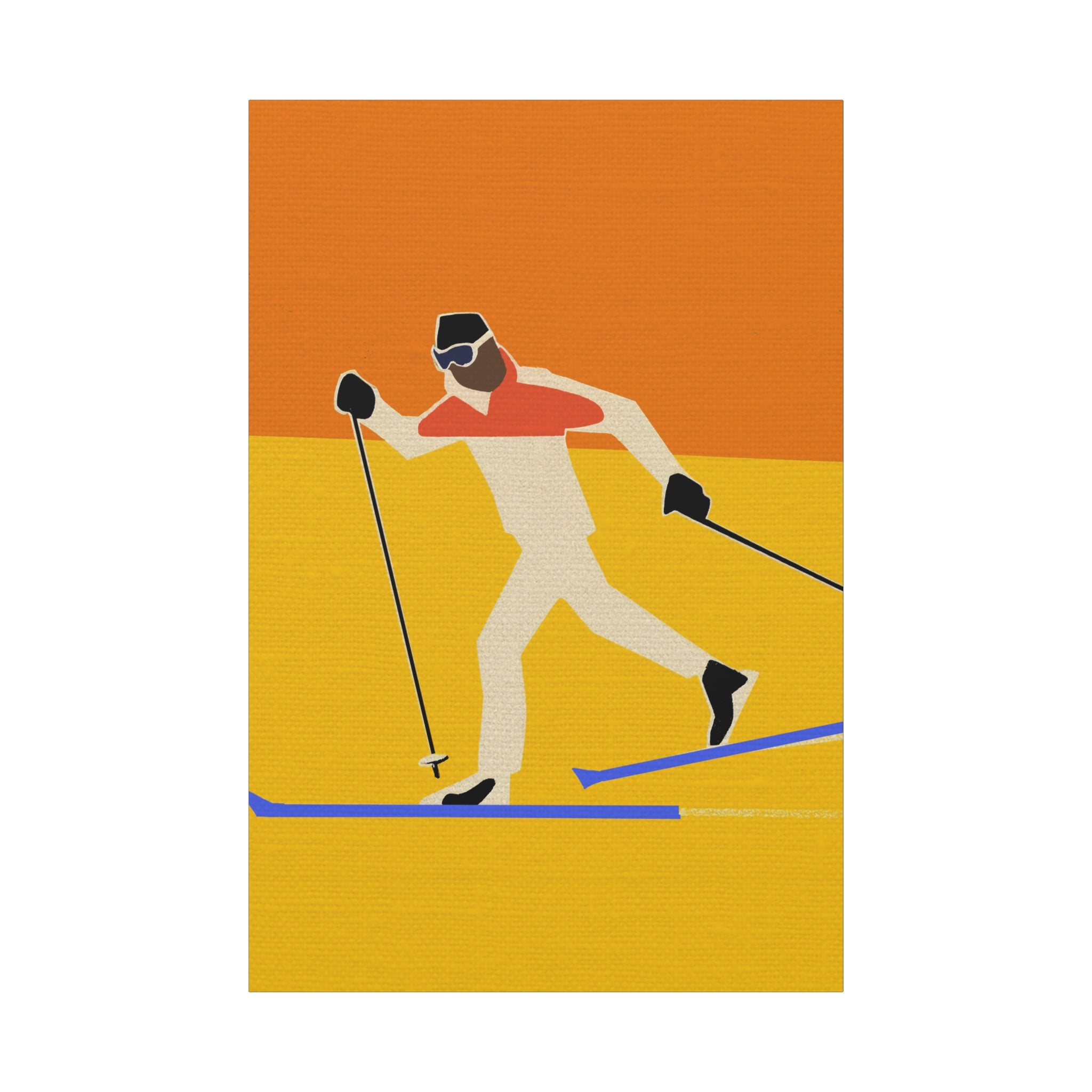 Midwest Mod Seasonal Winter Art Print - Pop Art Cross Country Skier - Matte Canvas, Stretched, 1.25"