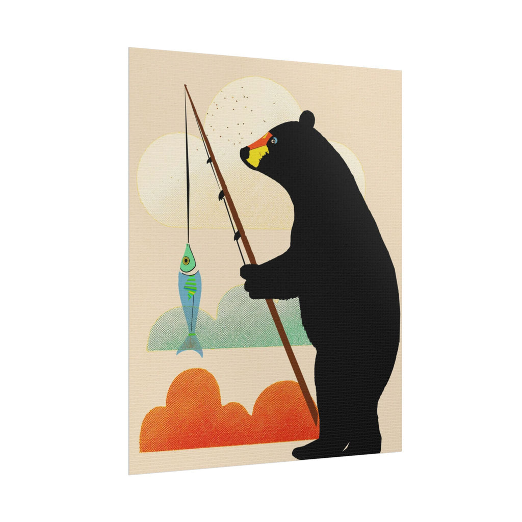 Fishing Bear with Catch Art Print Rolled Poster | Fishing, Bears