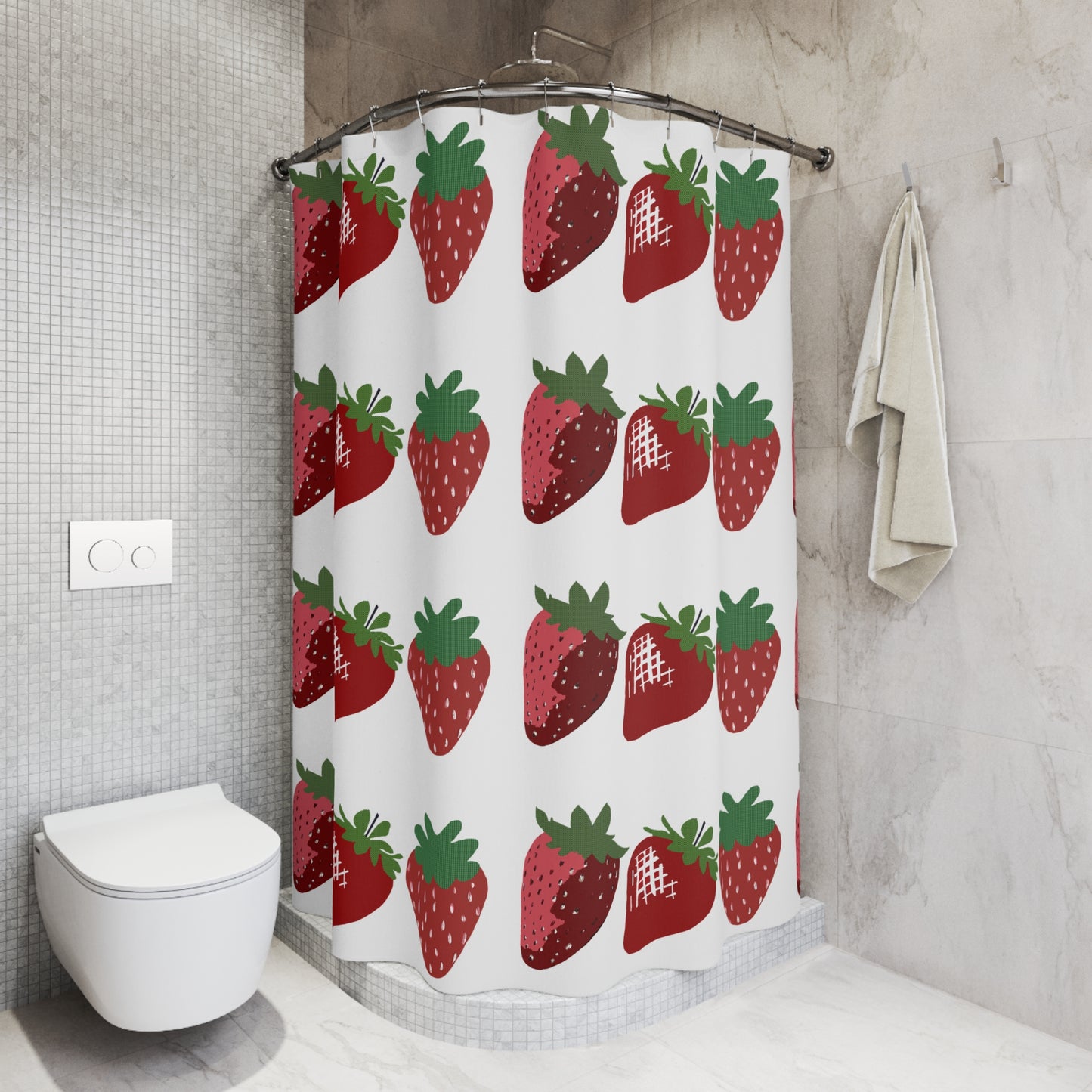 Strawberry Love Graphic Art Shower Curtain