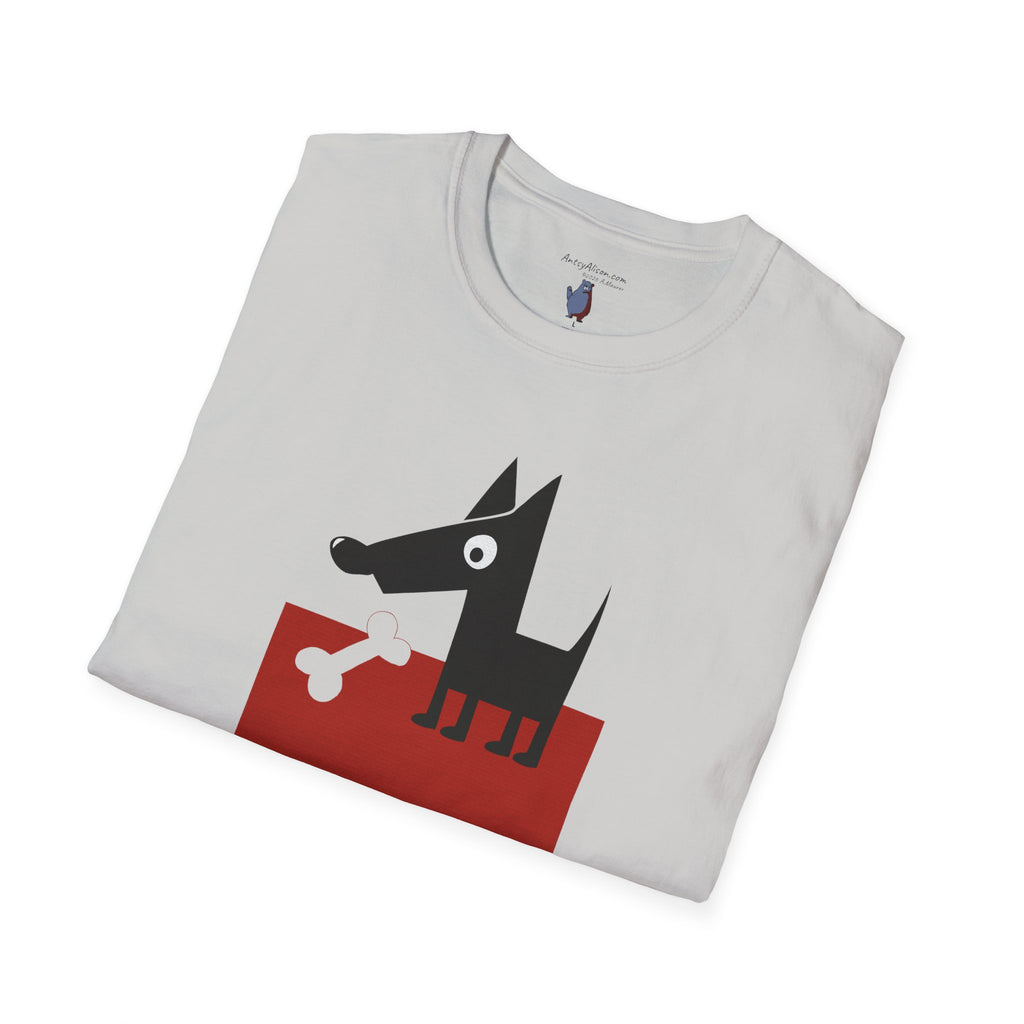 Midwest Modern Pop Icon Dog & Bone 100% Cotton Graphic Tee - animal lovers, dog, canine, bones