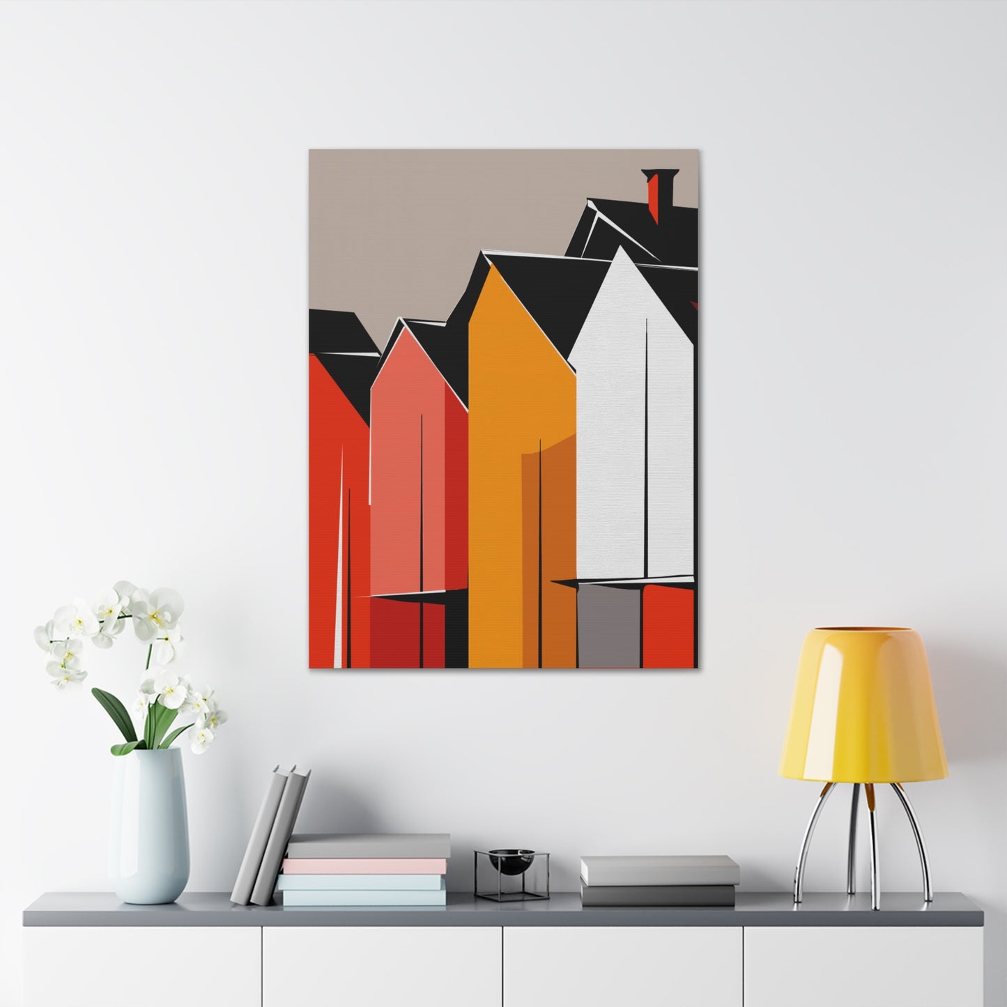 Mid Century Modern Inspired Houses Homes Art Print Canvas Gallery Wrap