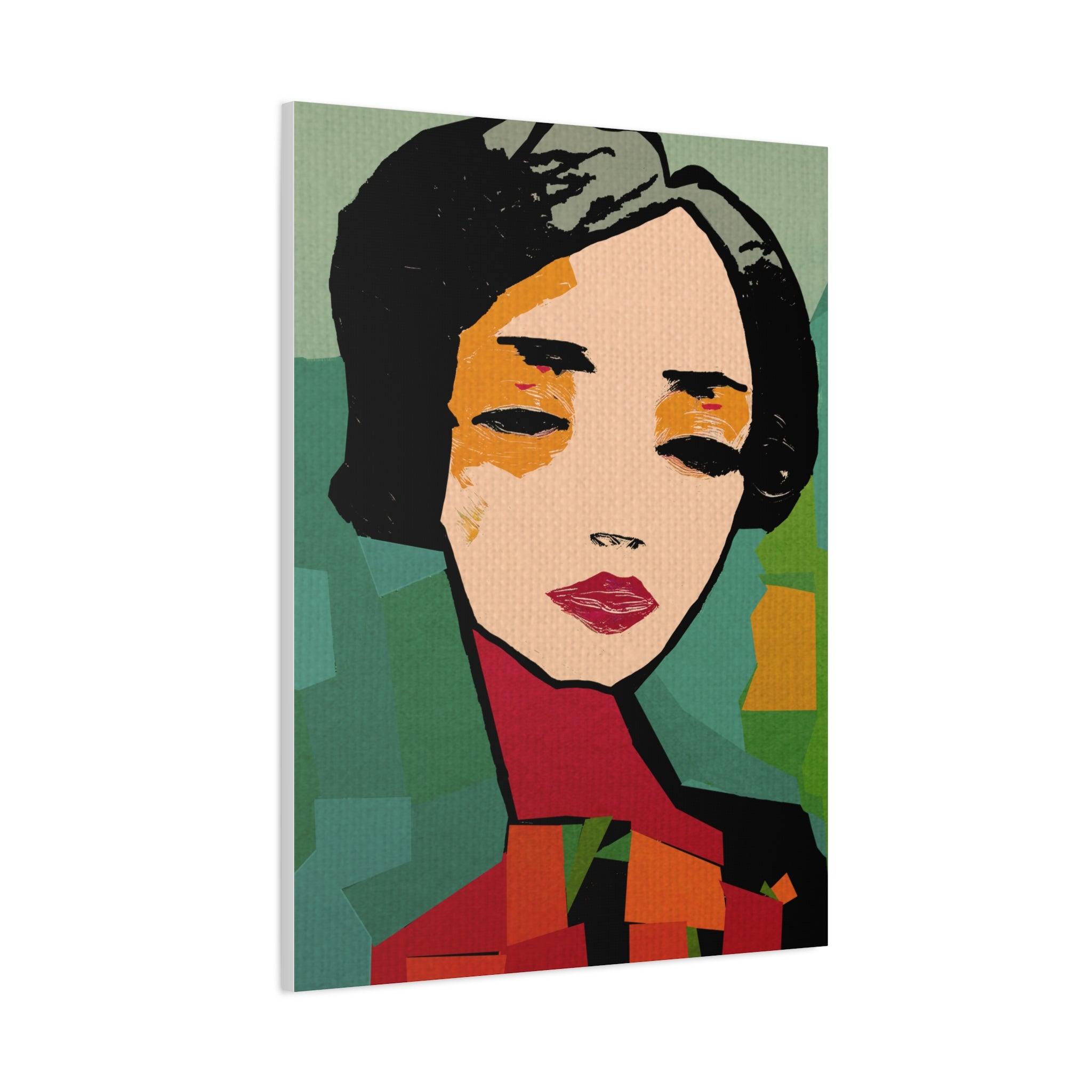 Abstract Woman Portrait So Tired Art Print - Matte Canvas, Stretched, 1.25"