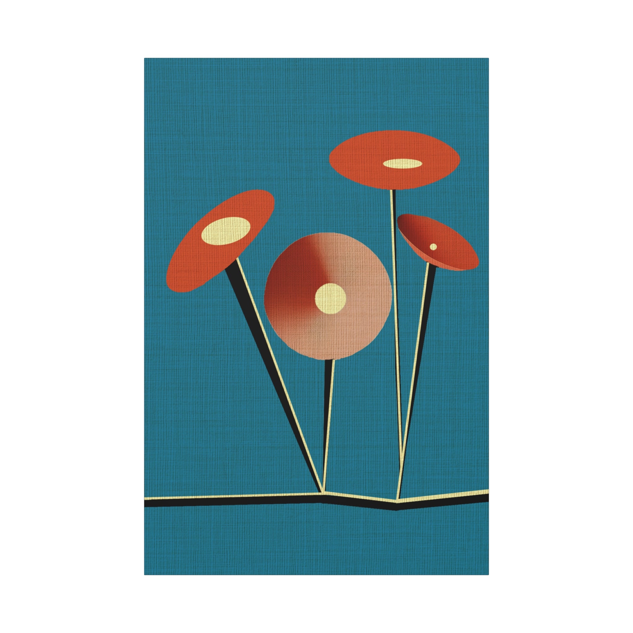 Midwest Modern Saucer Flowers in B - Matte Canvas, Stretched, 1.25"