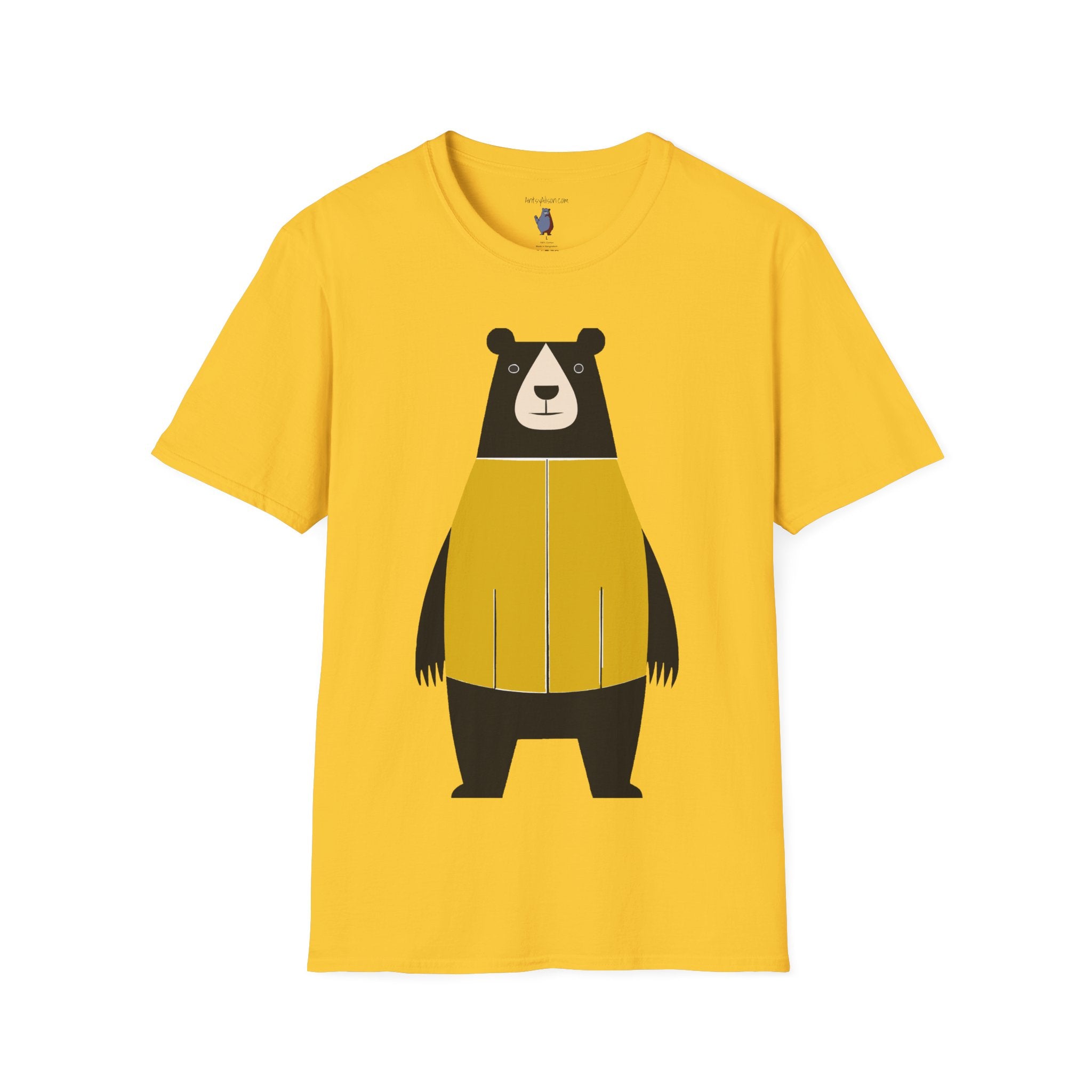 Bear in Yellow Graphic Art - 100% Cotton T-Shirt