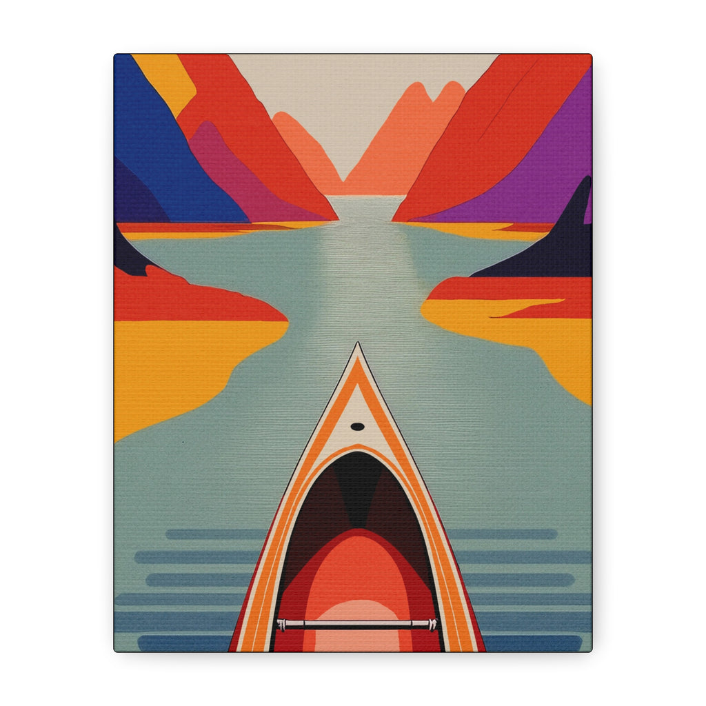 Midwest Modern Outdoor Activity Canoe Art Print - Matte Canvas, Stretched, 1.25"
