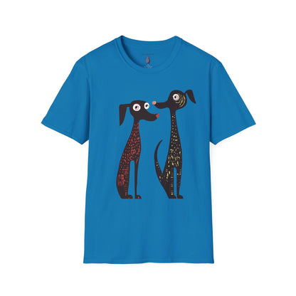 Retro Dog Duo Graphic Art - 100% Cotton T-Shirt