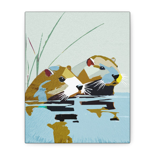 Surveying - Modern Abstract Beaver Couple - Matte Canvas, Stretched, 1.25"