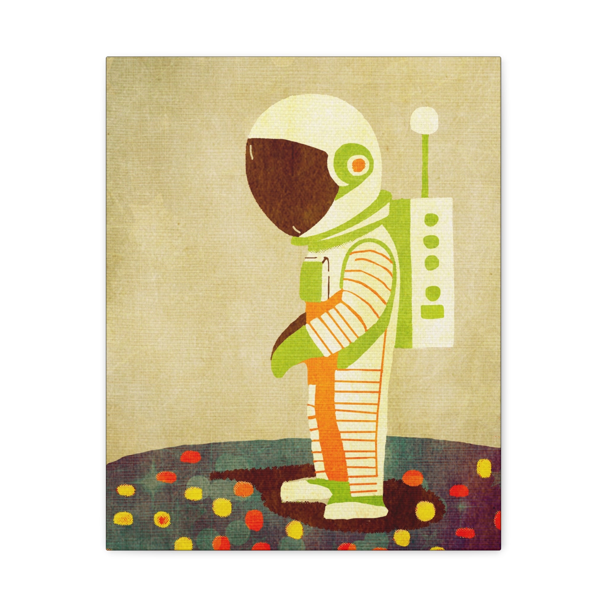 Midwest Modern Retro Space Explorer Astronaut  Art Print - Matte Canvas, Stretched, 1.25" -  home decor, wall art, space, astronaut